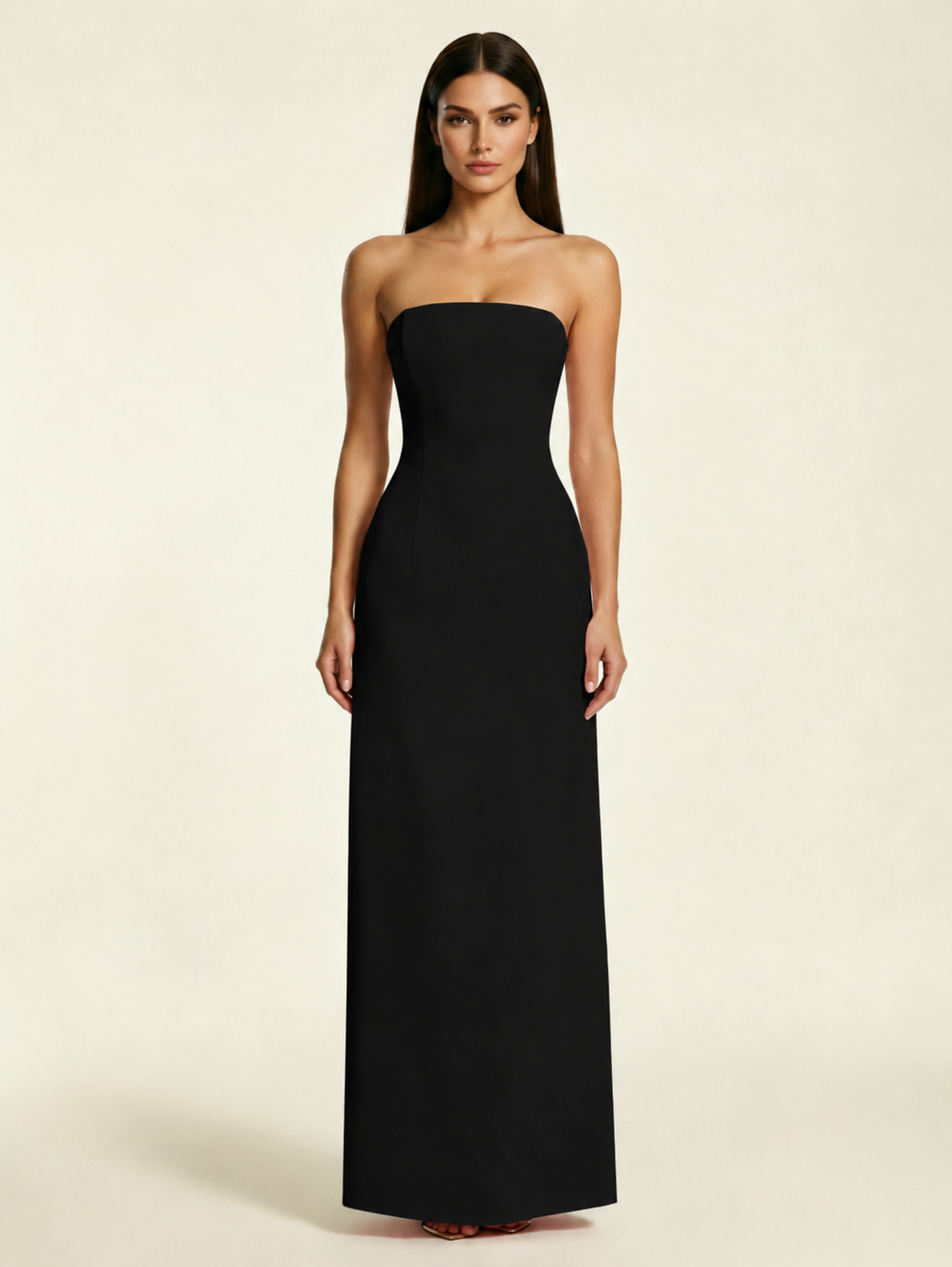 Strapless Lace-Up Back Floor-Length Formal Dress