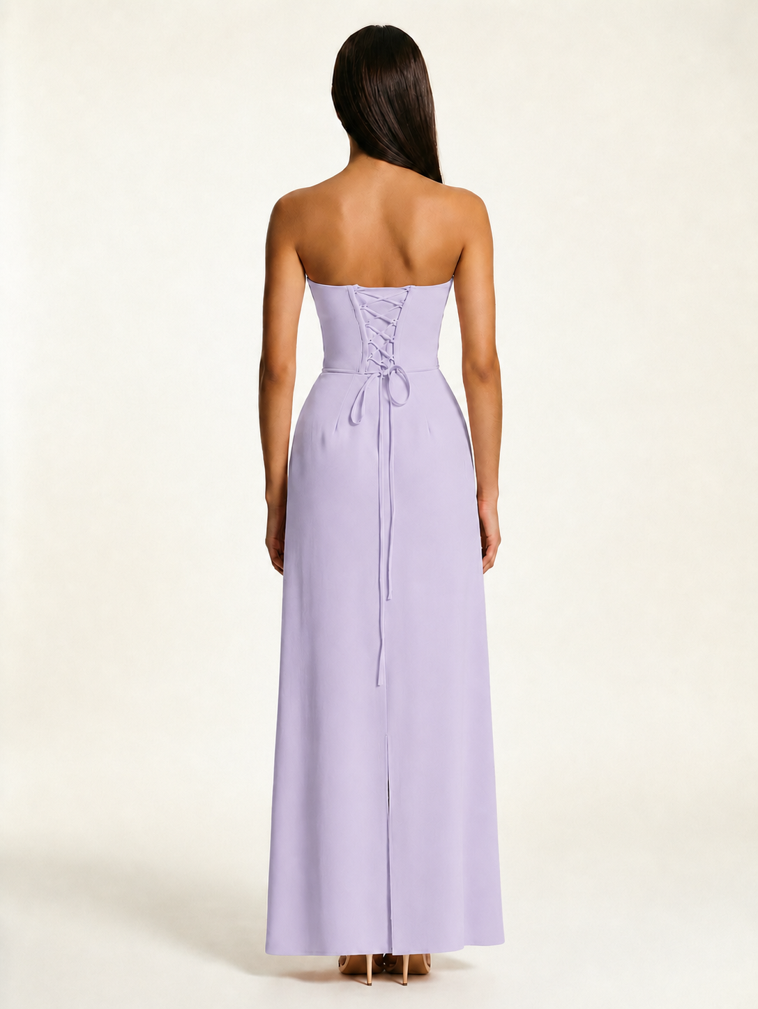 Strapless Lace-Up Back Floor-Length Formal Dress