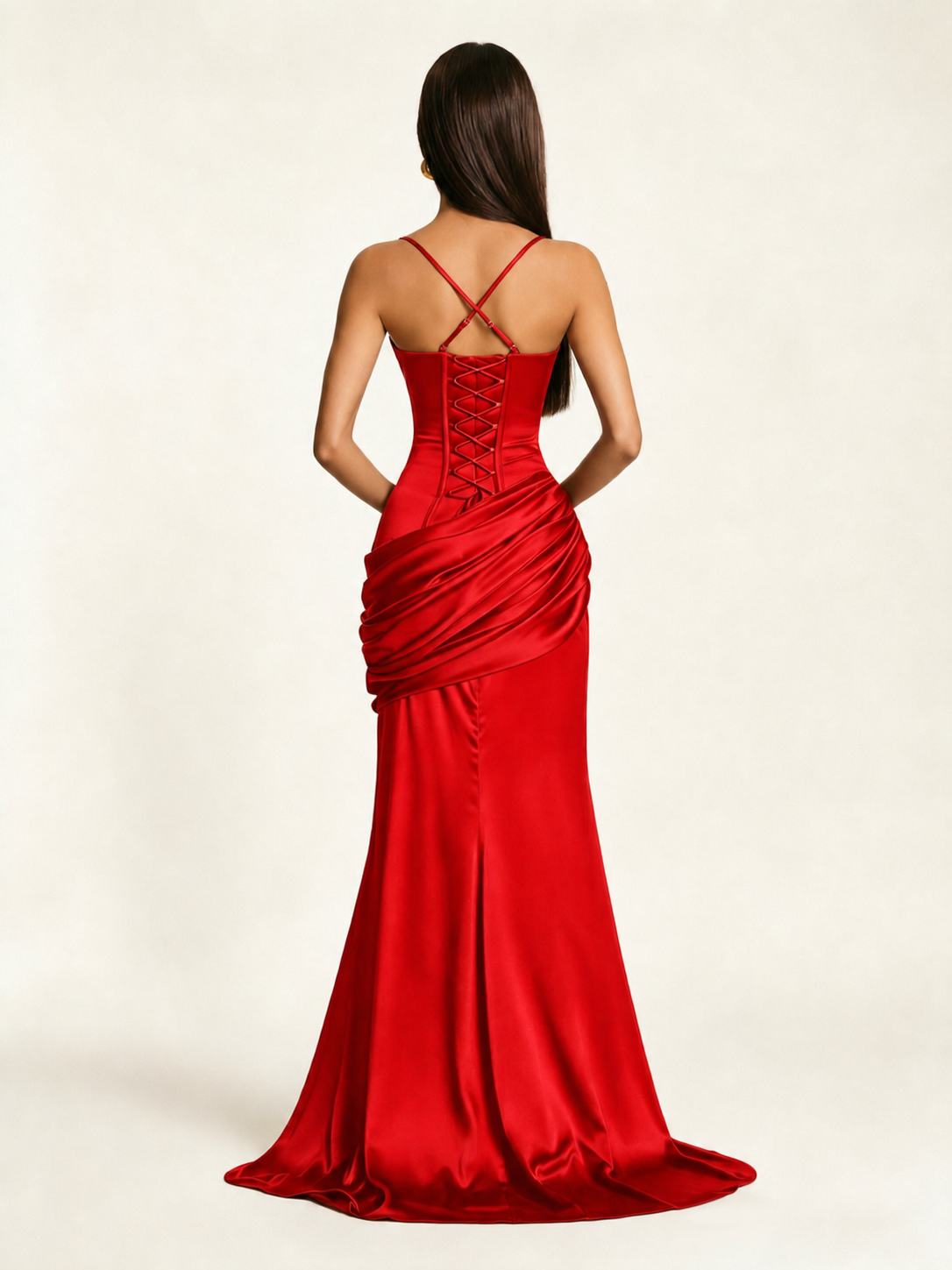 Corset Lace-up Back Draped Mermaid Formal Dress