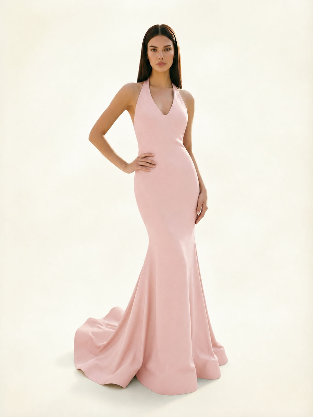 Halter Backless Mermaid Evening Gown