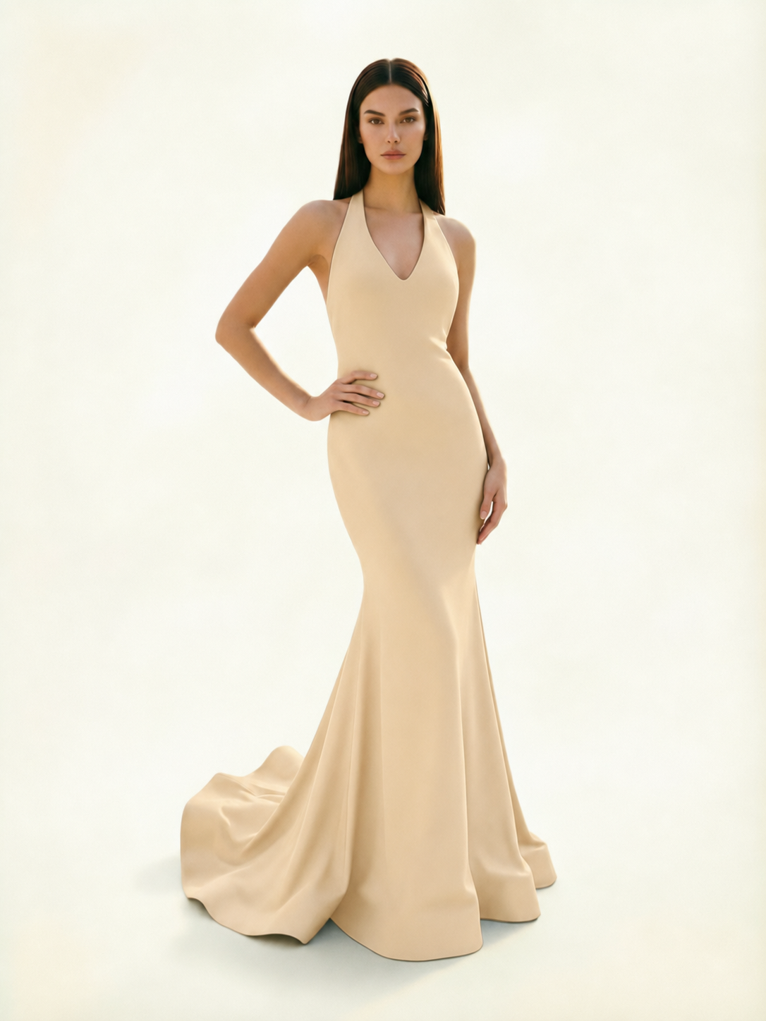 Halter Backless Mermaid Evening Gown
