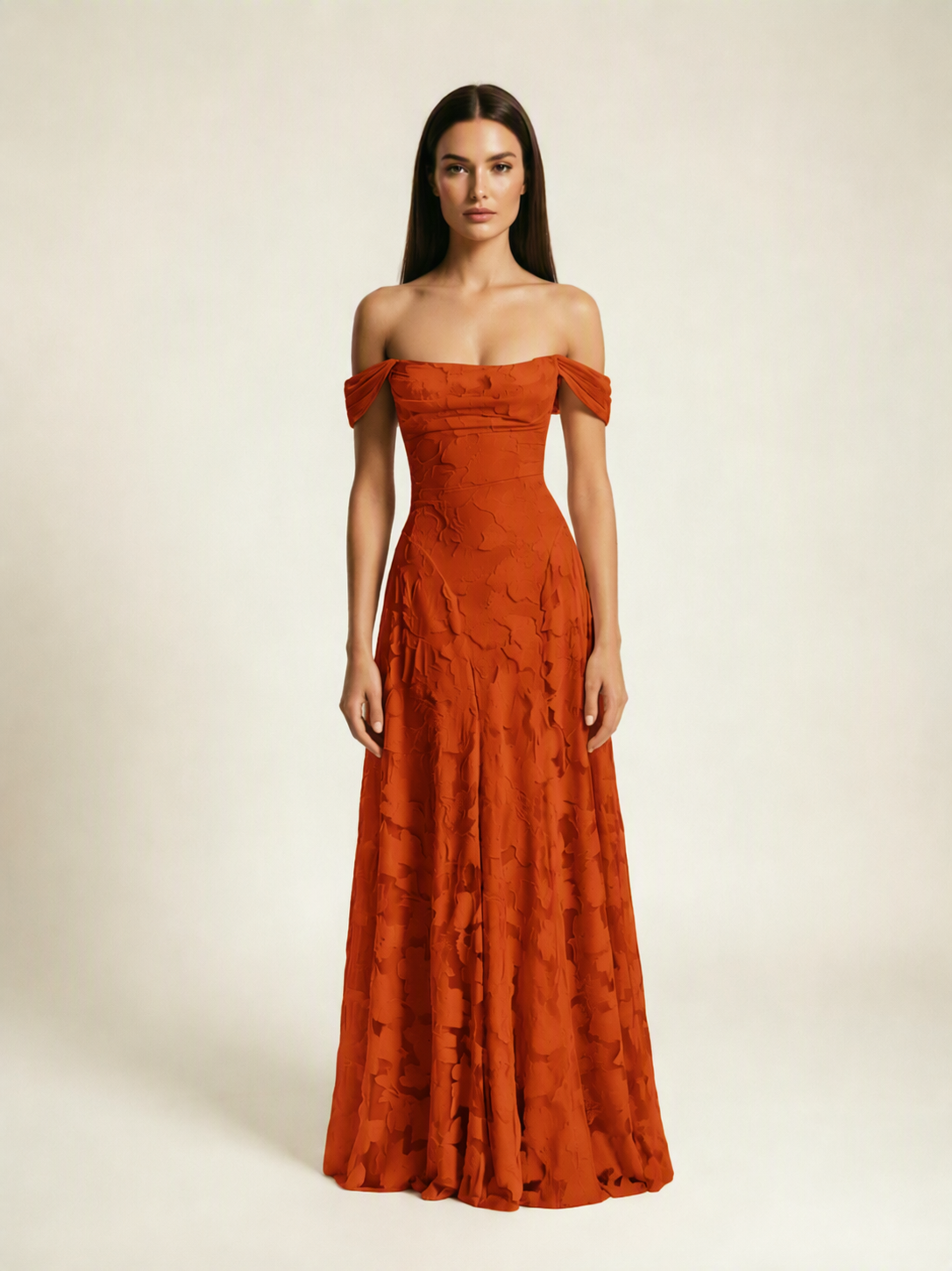 Off-the-Shoulder Floral Lace A-Line