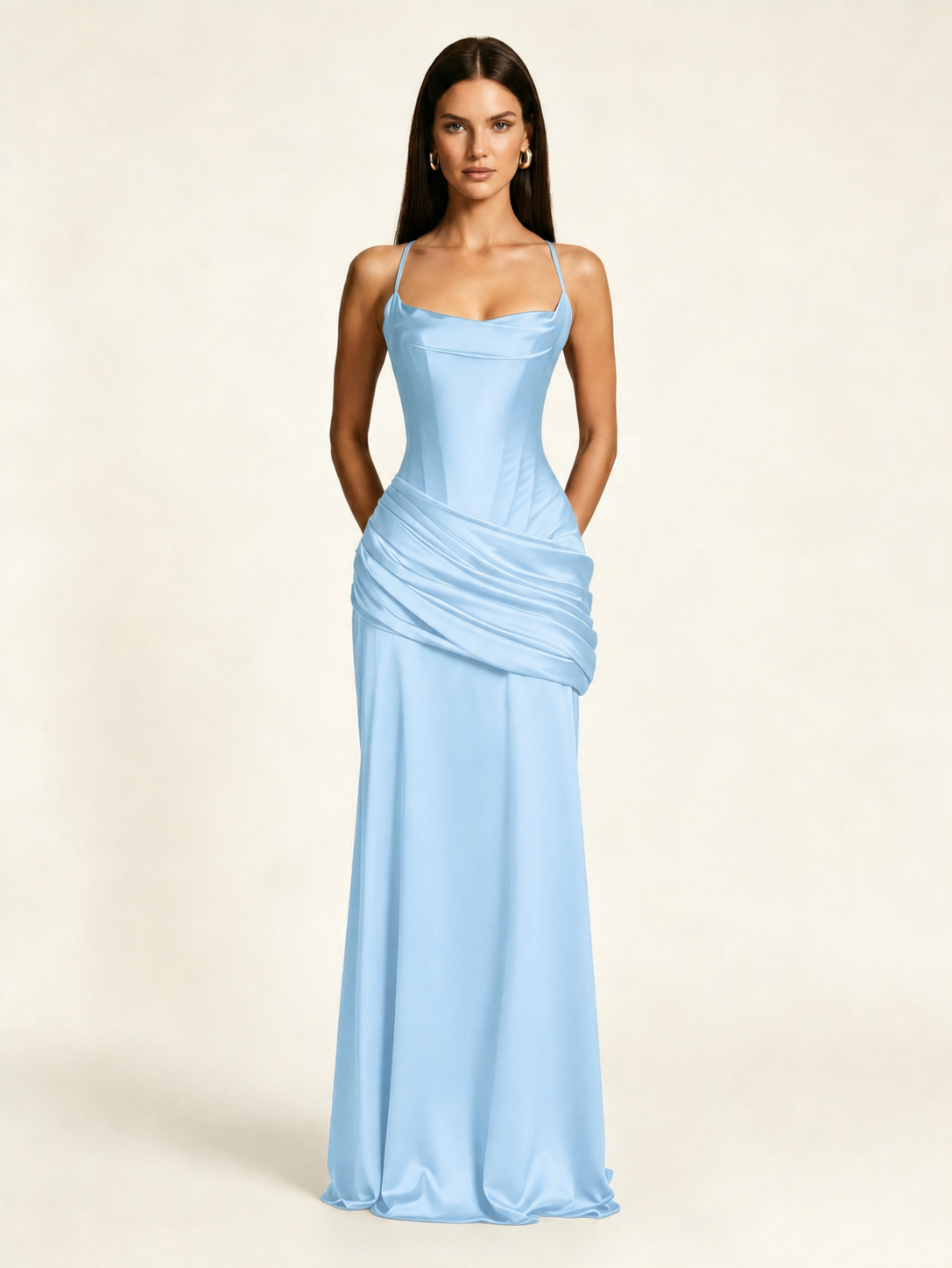 Corset Lace-up Back Draped Mermaid Formal Dress