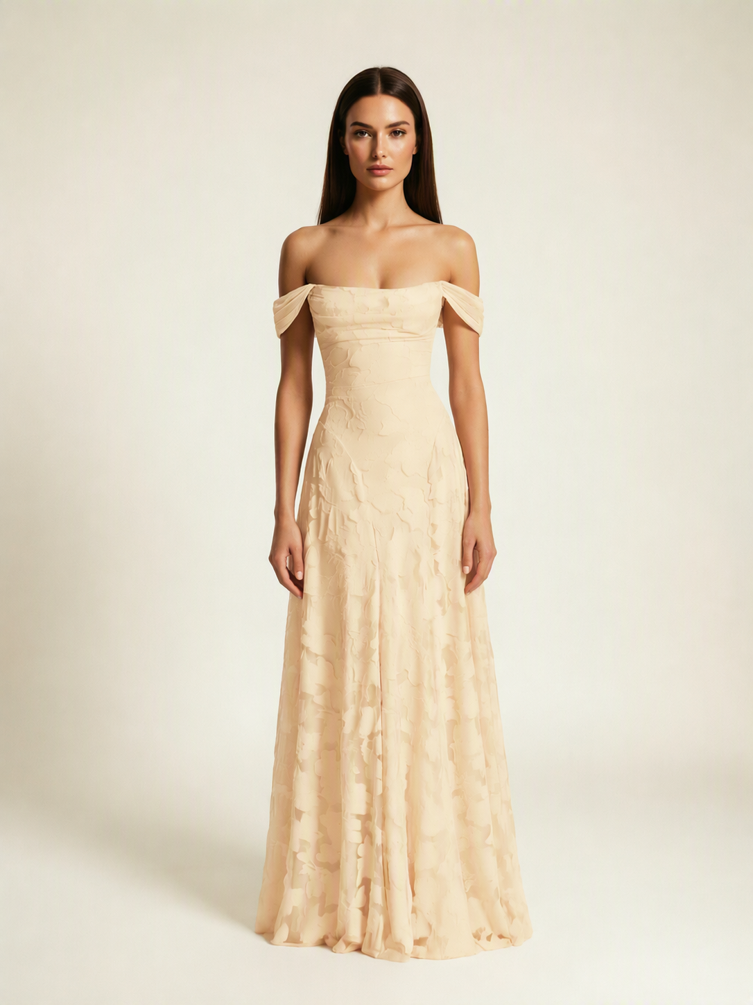 Off-the-Shoulder Floral Lace A-Line
