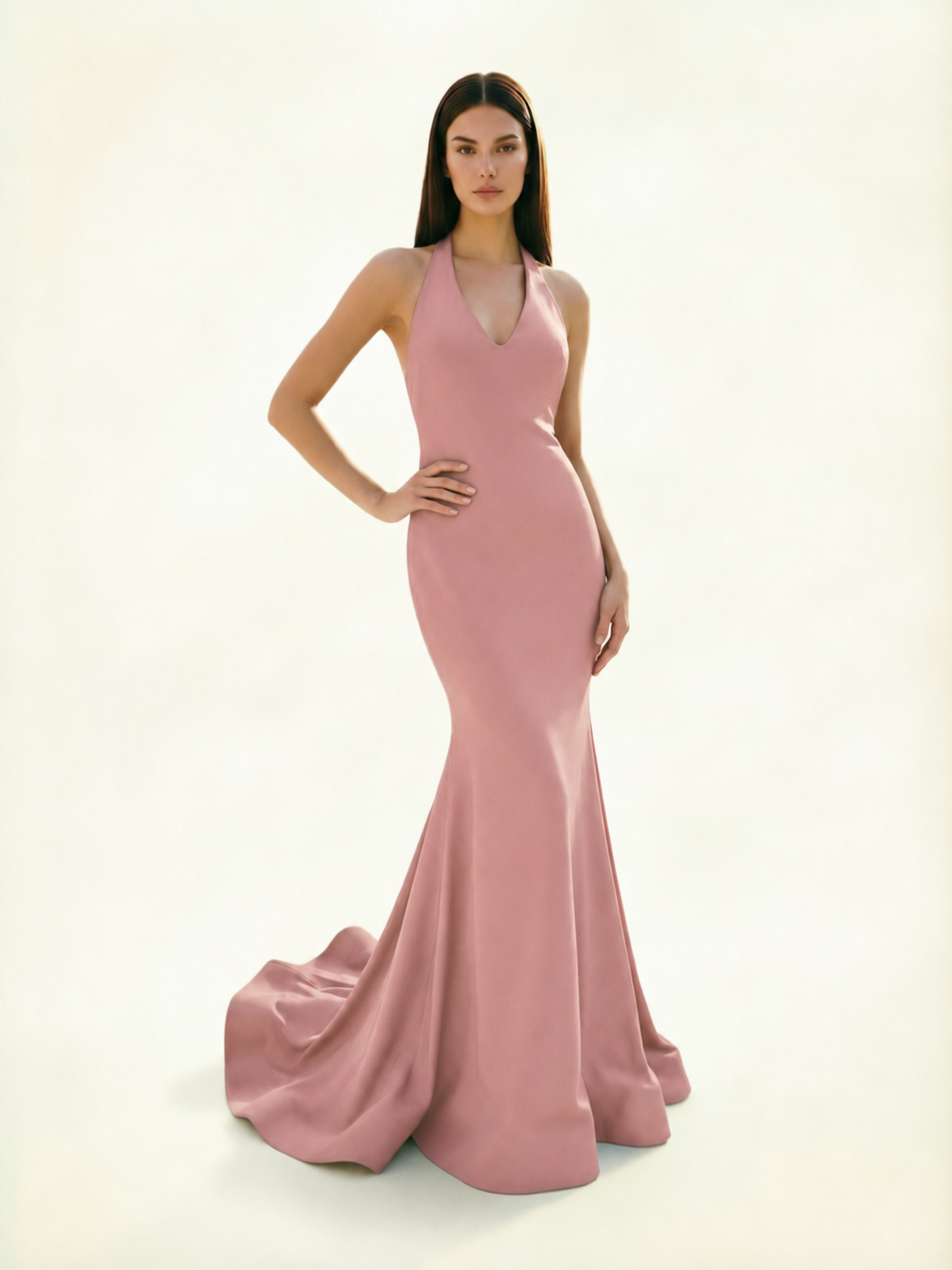 Halter Backless Mermaid Evening Gown