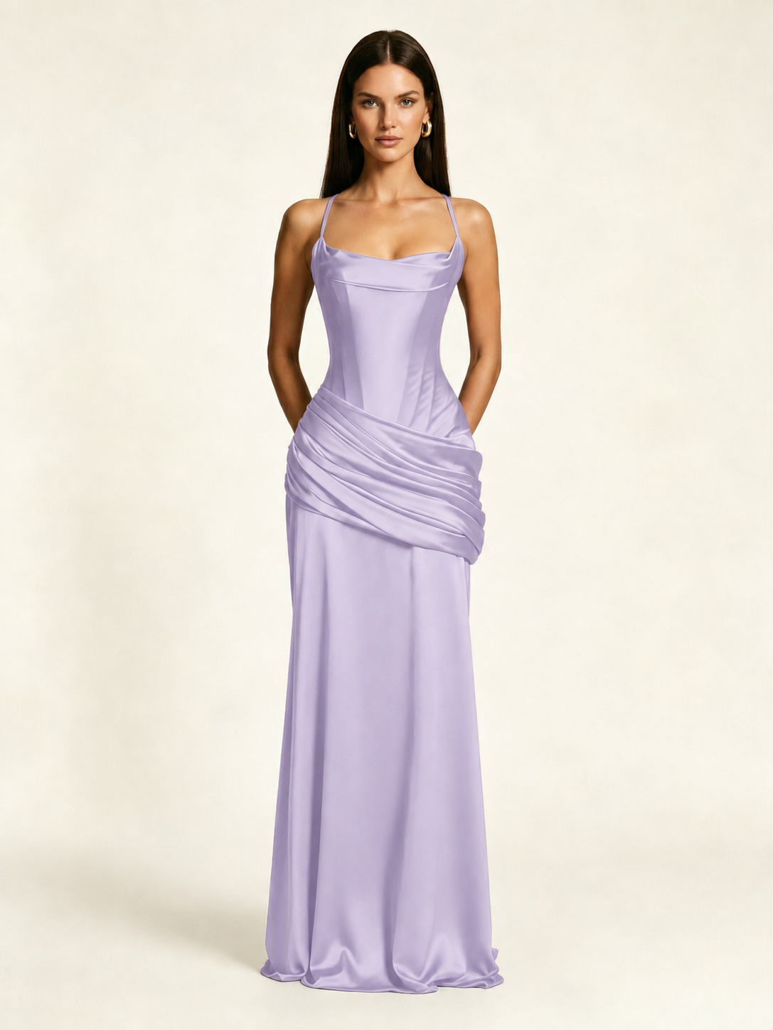 Corset Lace-up Back Draped Mermaid Formal Dress