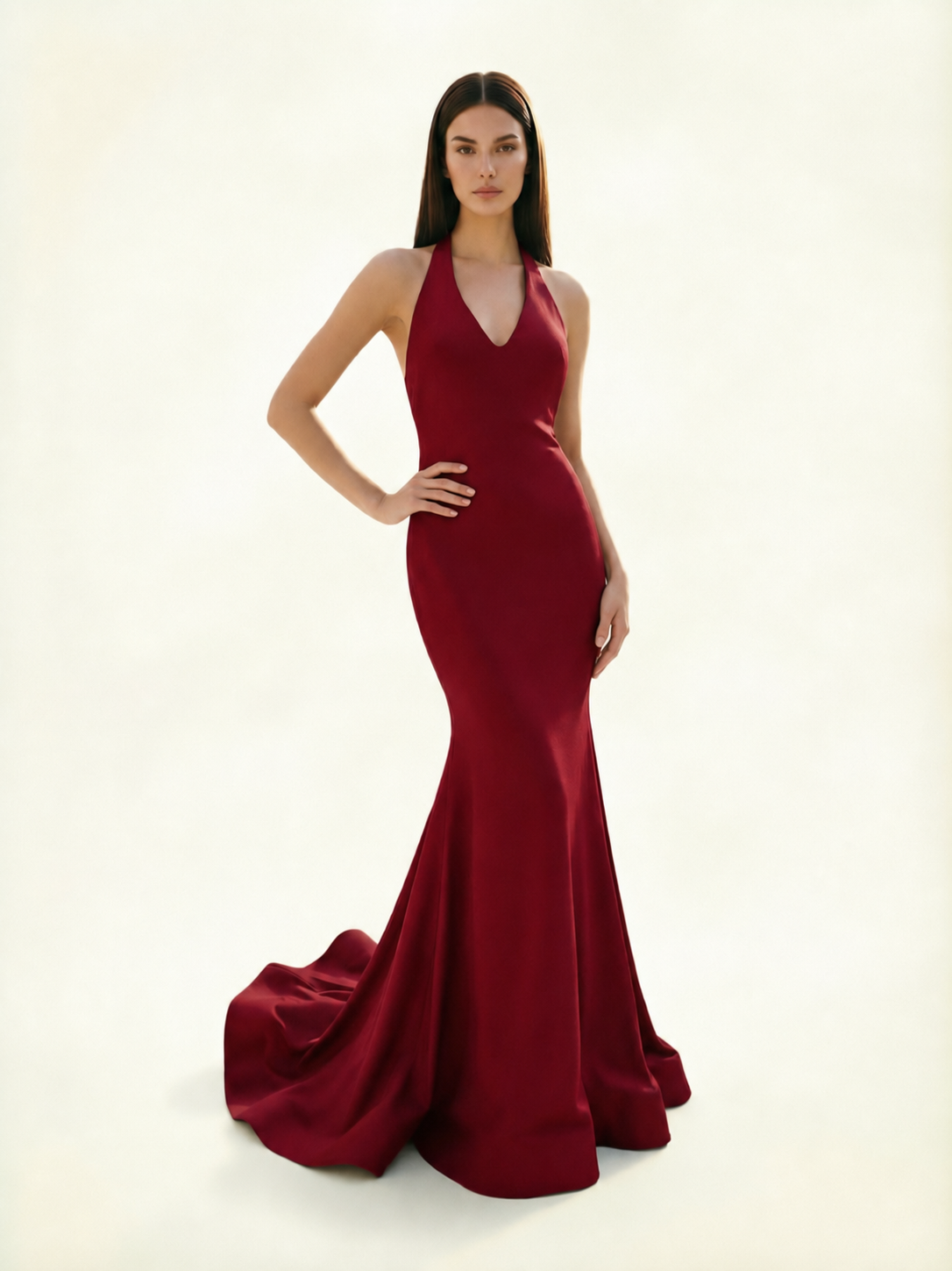 Halter Backless Mermaid Evening Gown