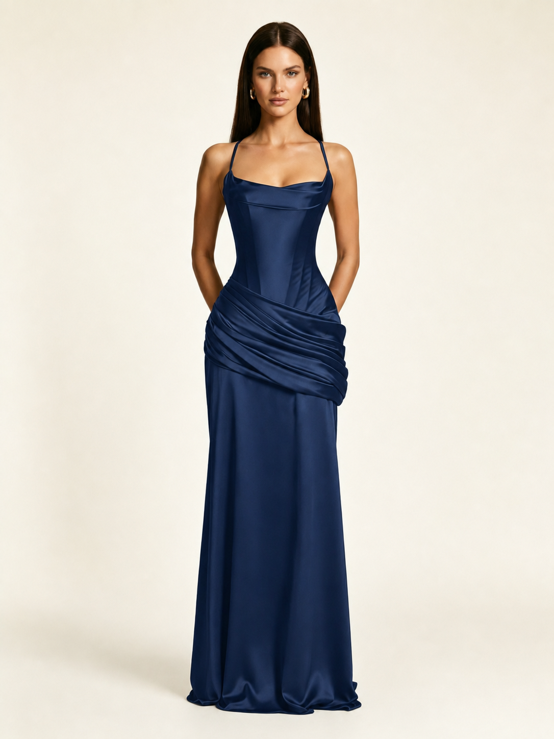 Corset Lace-up Back Draped Mermaid Formal Dress