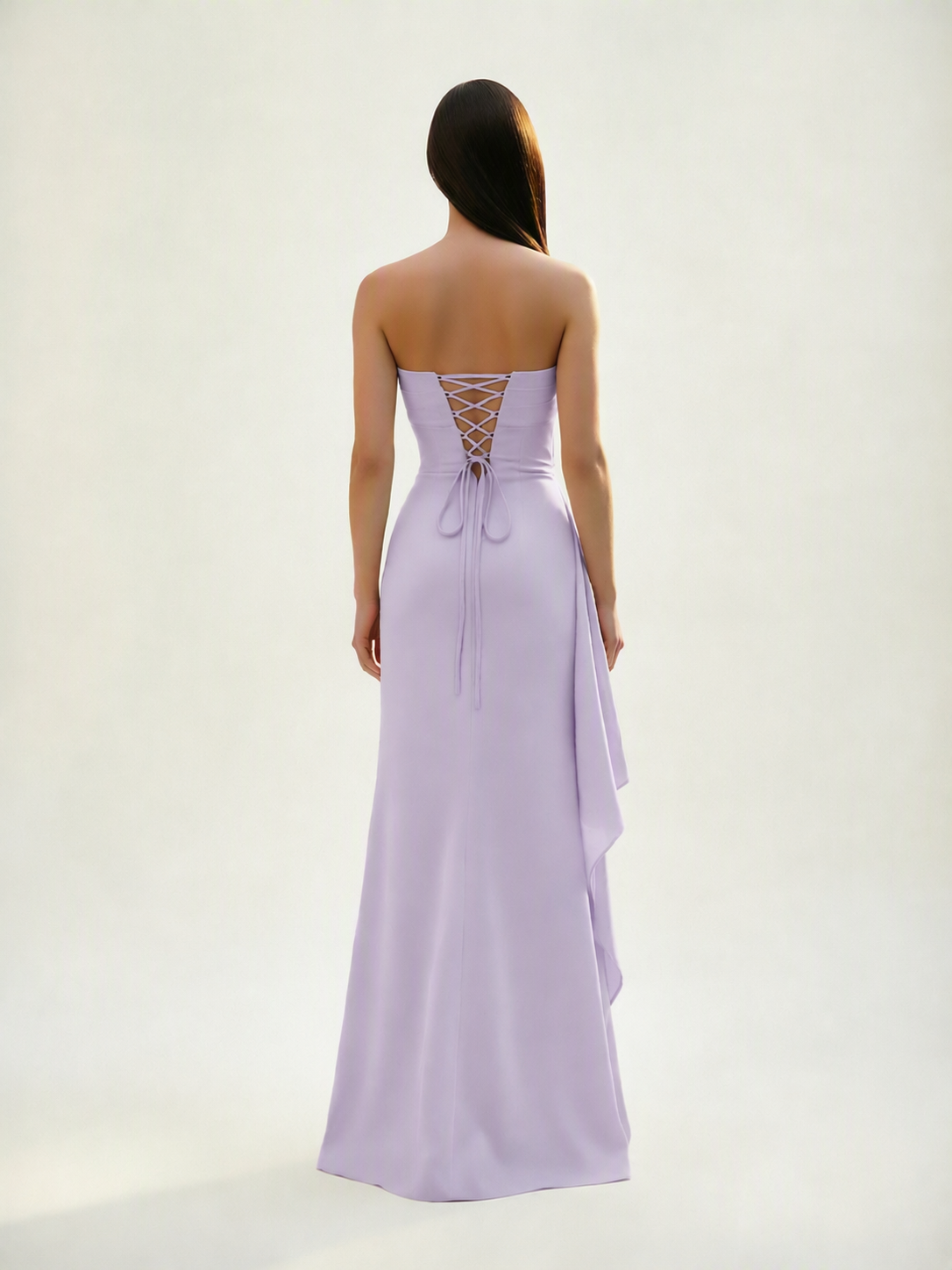Strapless Mermaid Formal Gown with Side Slit & Draped Detail