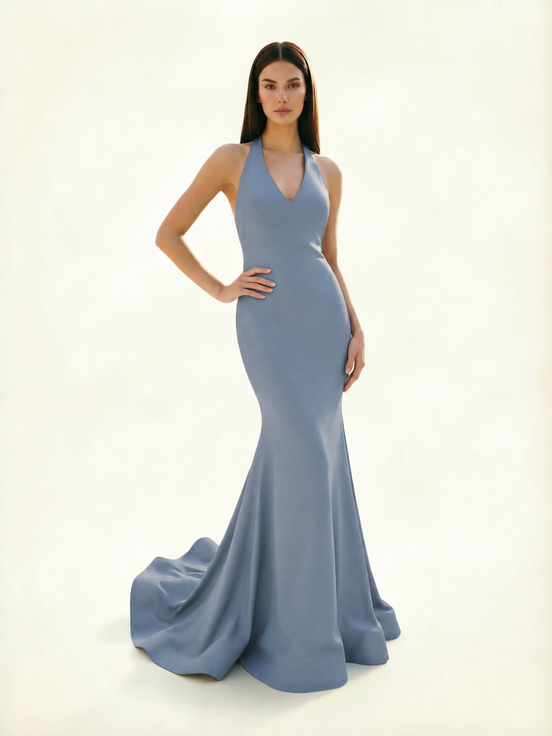 Halter Backless Mermaid Evening Gown