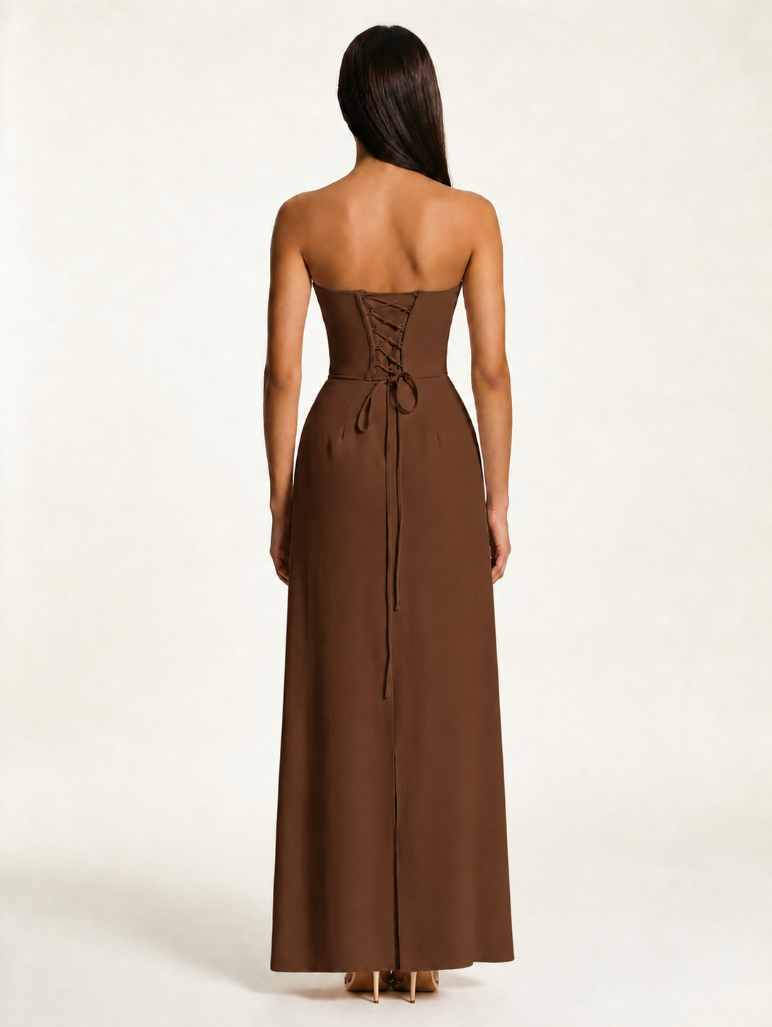 Strapless Lace-Up Back Floor-Length Formal Dress