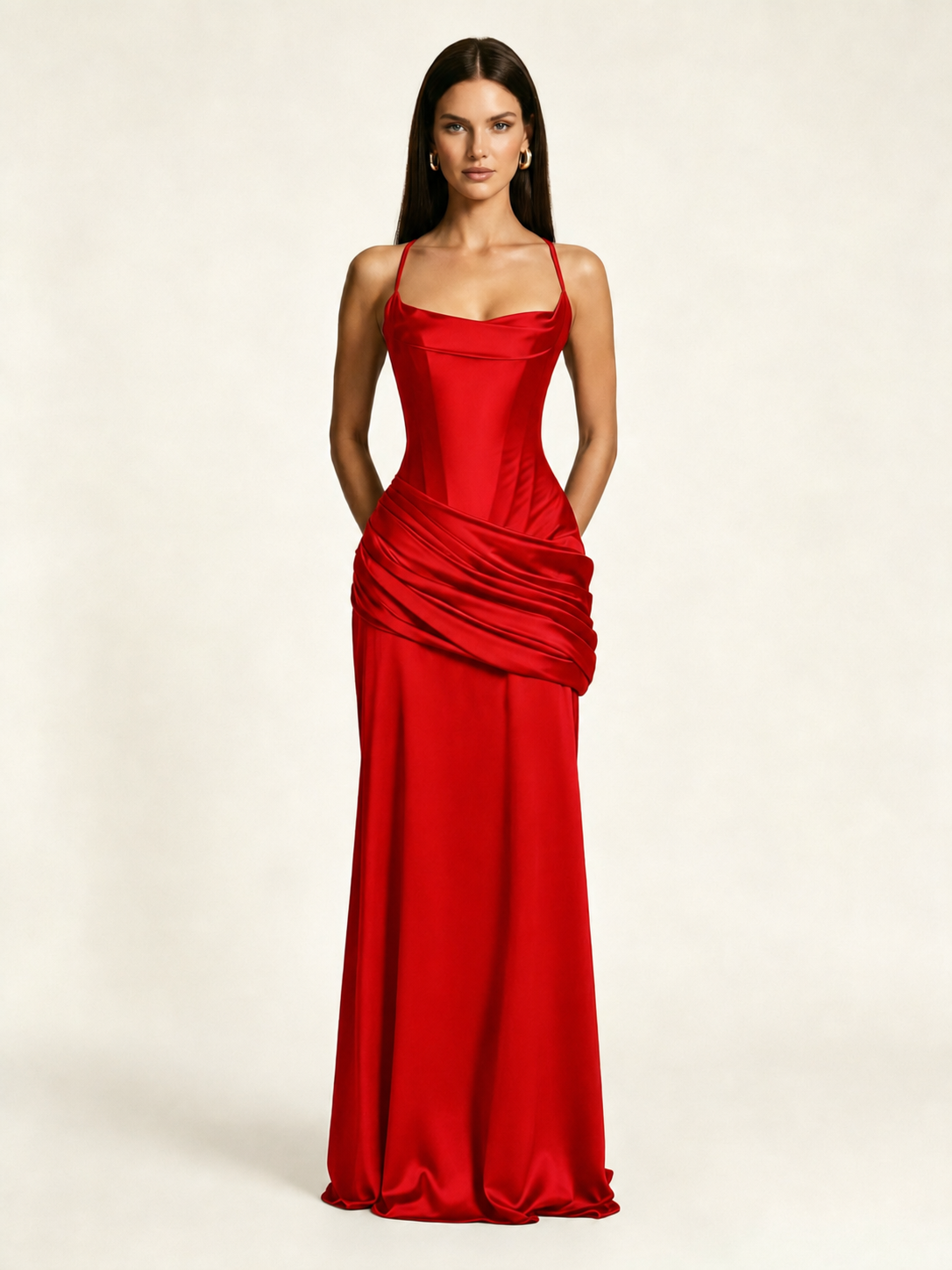 Corset Lace-up Back Draped Mermaid Formal Dress