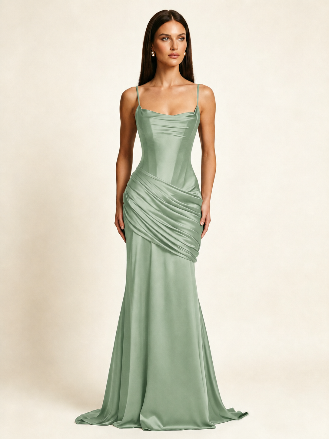 Corset Lace-up Back Draped Mermaid Formal Dress