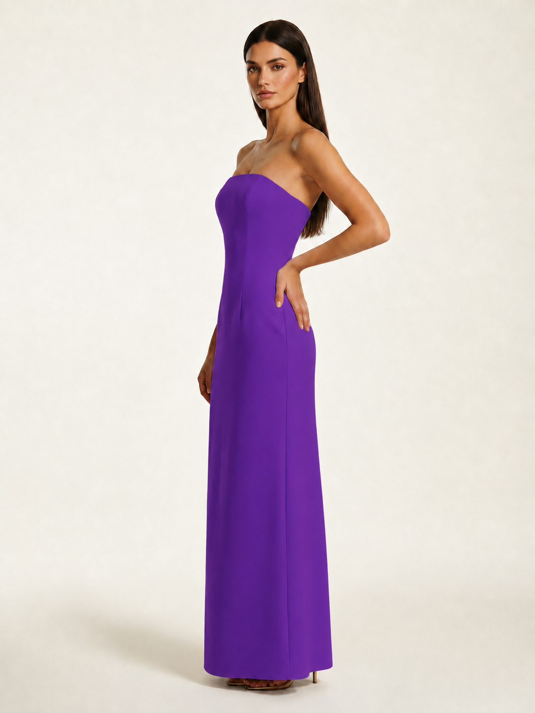 Strapless Lace-Up Back Floor-Length Formal Dress