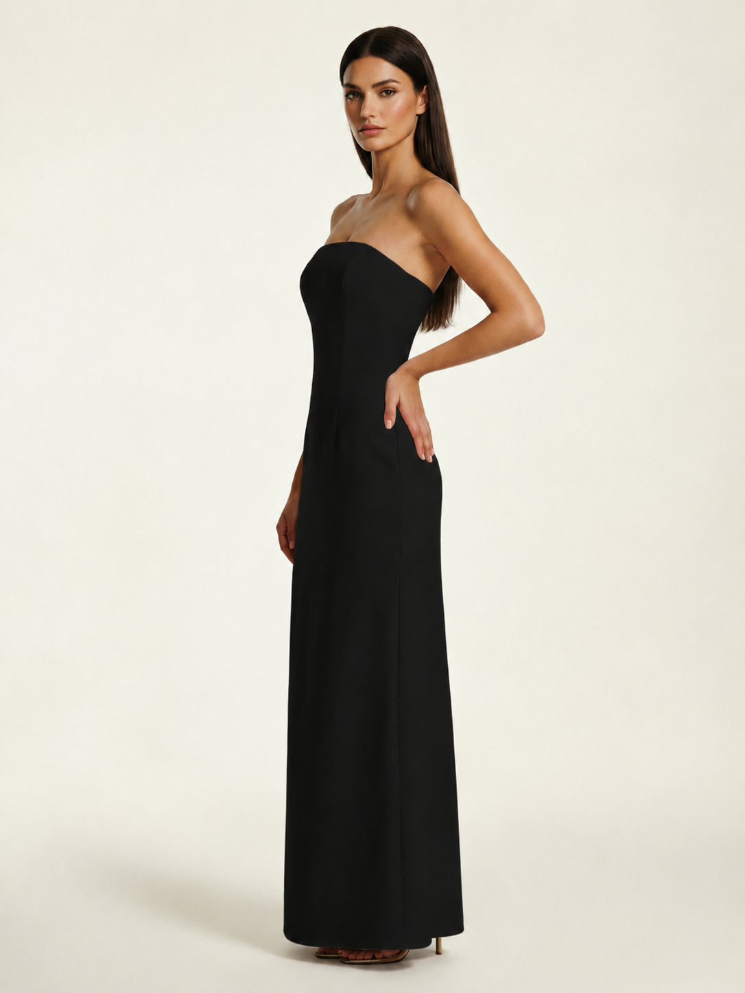 Strapless Lace-Up Back Floor-Length Formal Dress