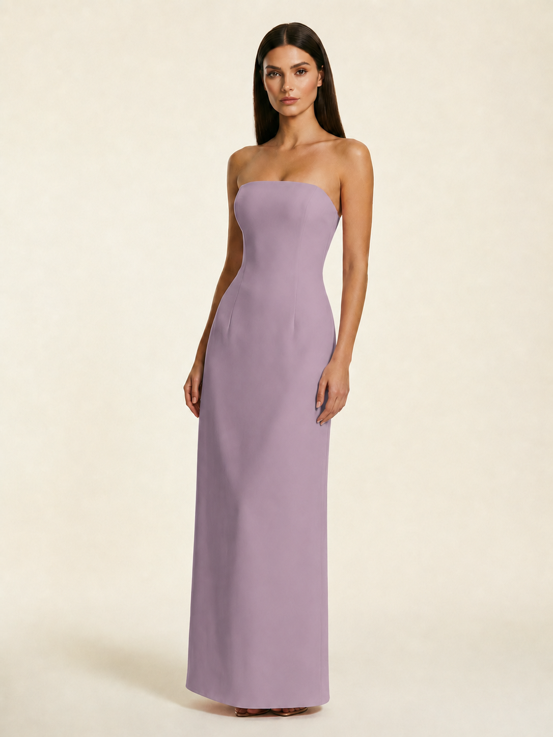 Strapless Lace-Up Back Floor-Length Formal Dress