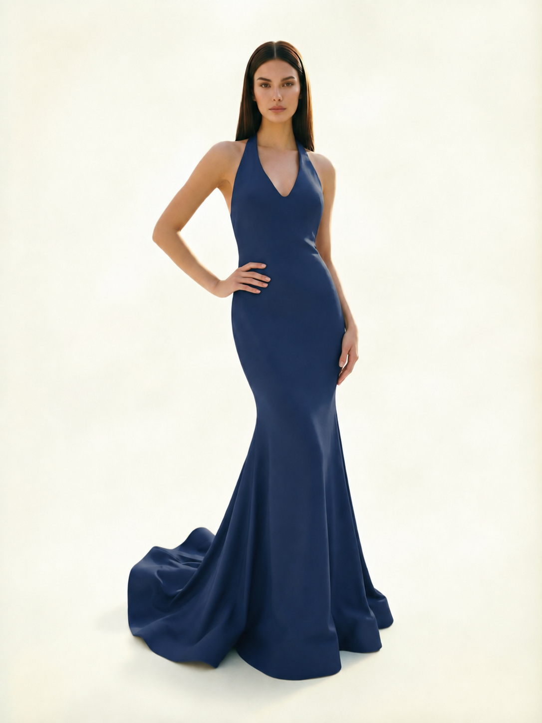 Halter Backless Mermaid Evening Gown