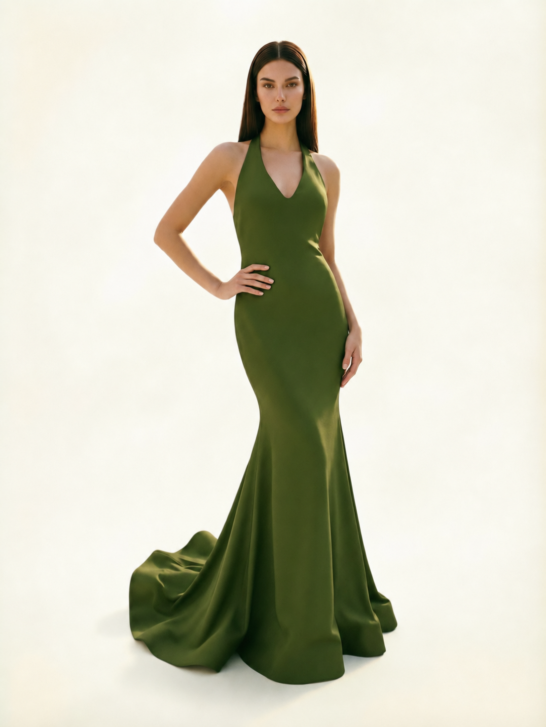 Halter Backless Mermaid Evening Gown