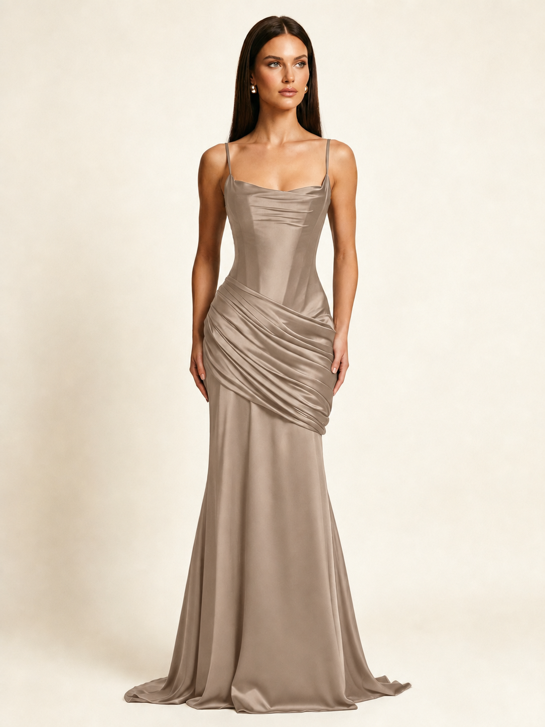 Corset Lace-up Back Draped Mermaid Formal Dress