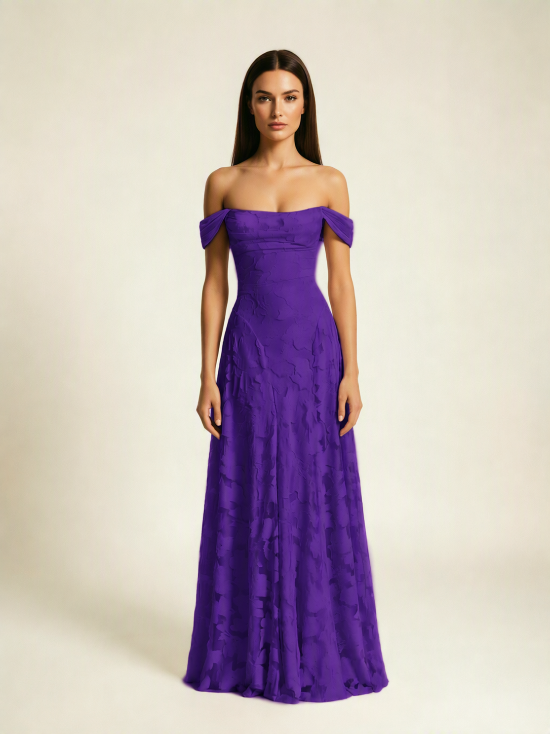 Off-the-Shoulder Floral Lace A-Line
