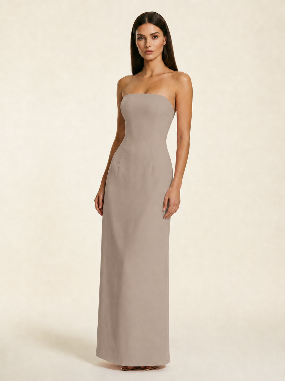 Strapless Lace-Up Back Floor-Length Formal Dress