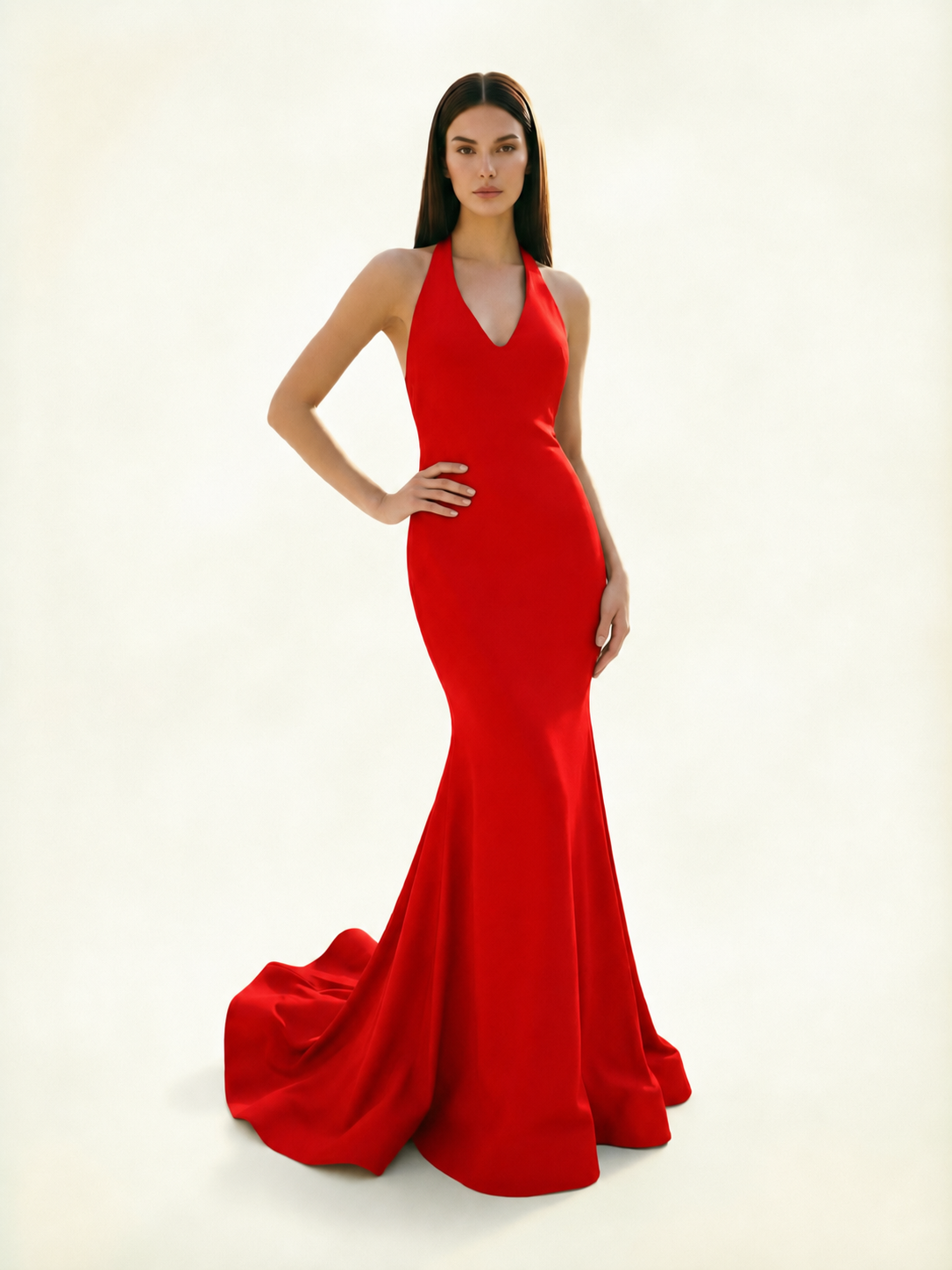 Halter Backless Mermaid Evening Gown