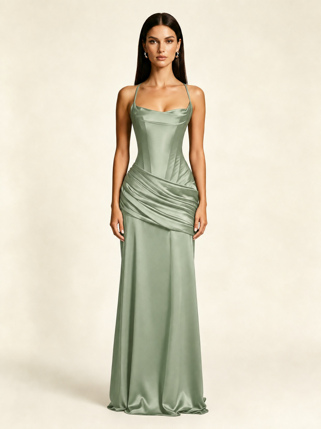 Corset Lace-up Back Draped Mermaid Formal Dress
