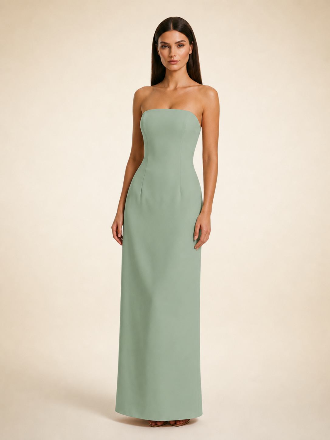 Strapless Lace-Up Back Floor-Length Formal Dress
