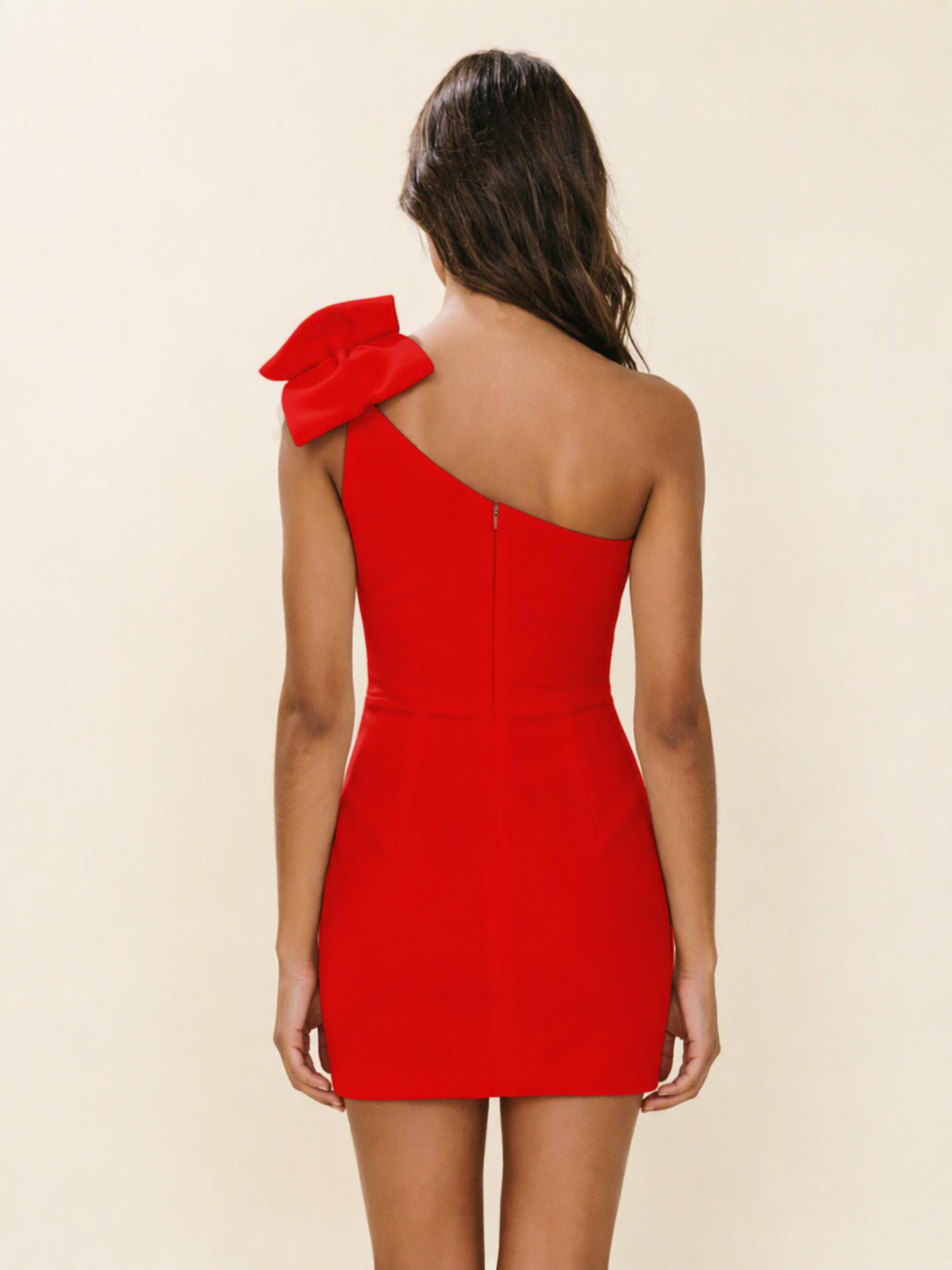 One Shoulder Bow Detail Bodycon Mini Cocktail Dress