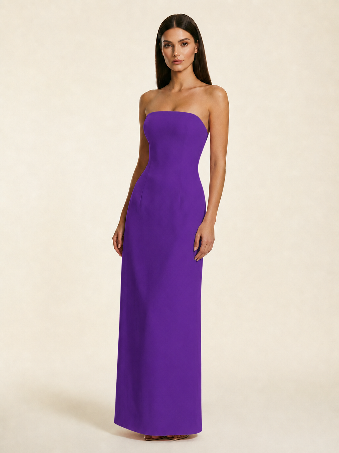 Strapless Lace-Up Back Floor-Length Formal Dress
