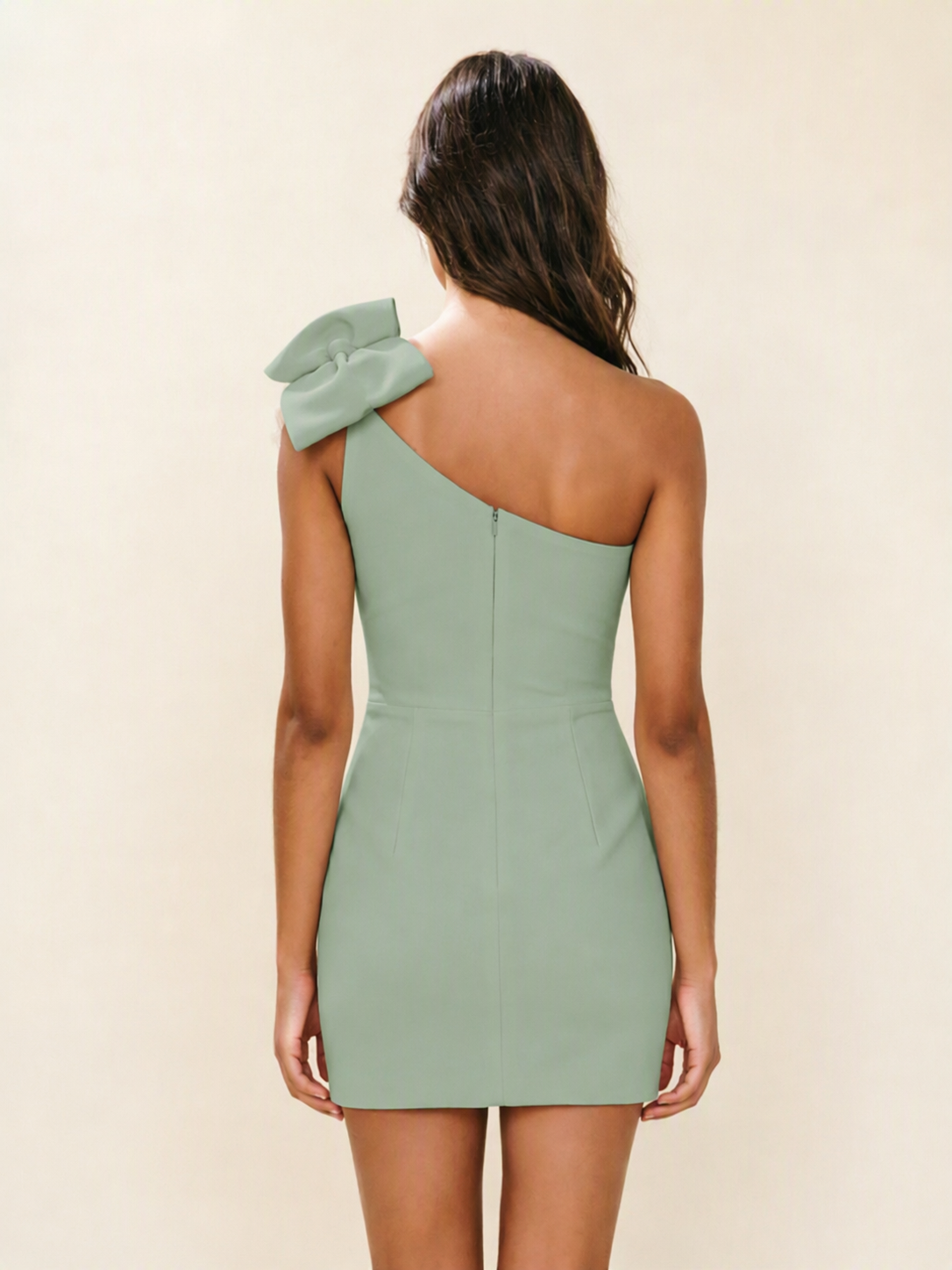 One Shoulder Bow Detail Bodycon Mini Cocktail Dress