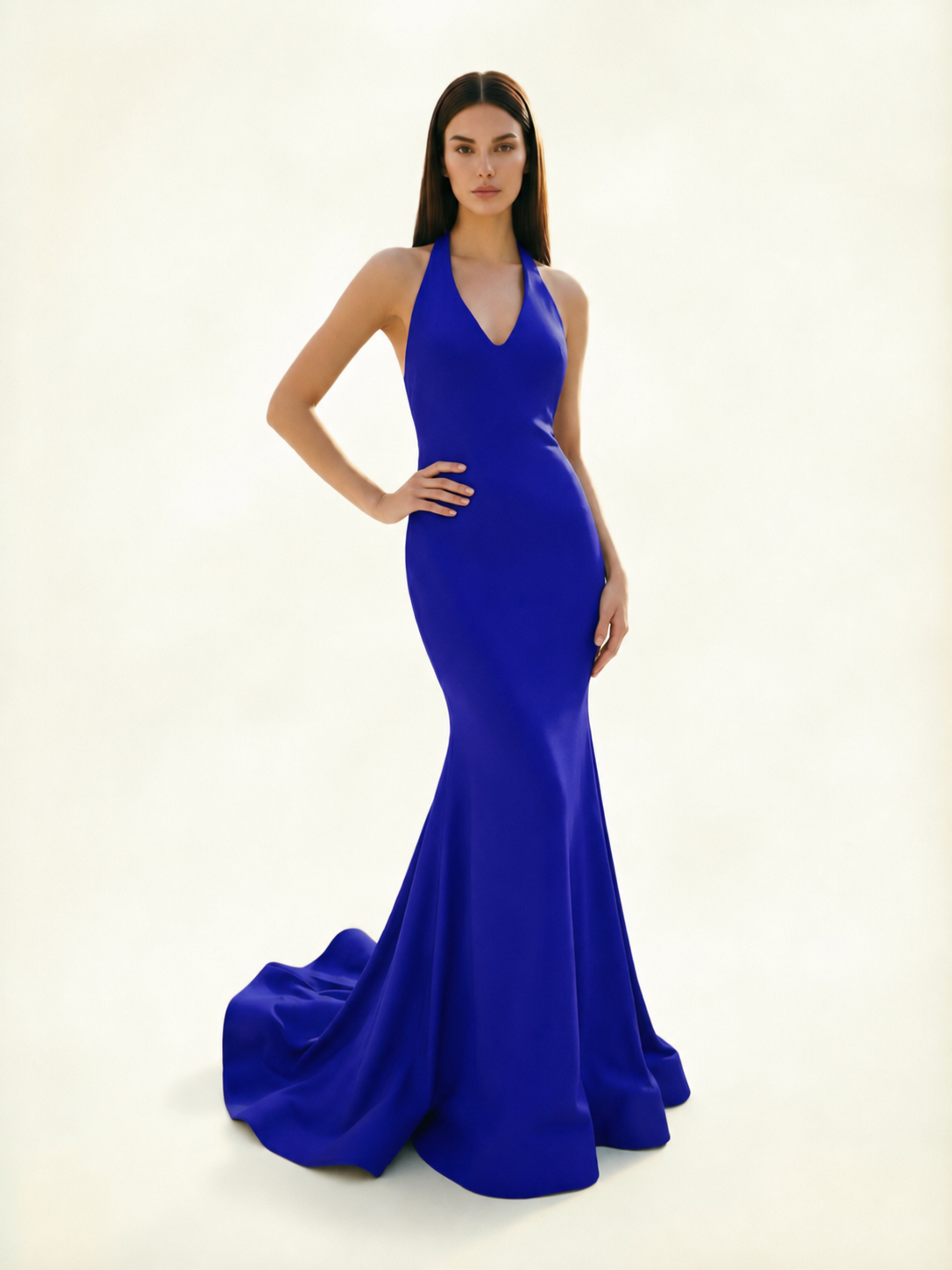 Halter Backless Mermaid Evening Gown