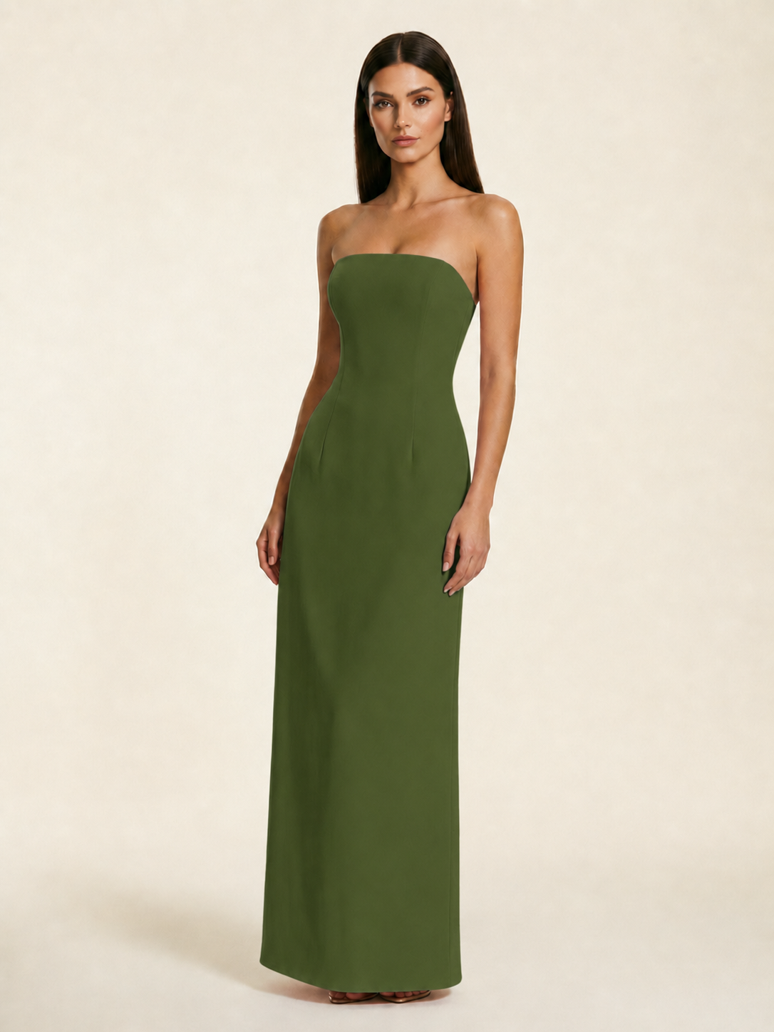 Strapless Lace-Up Back Floor-Length Formal Dress