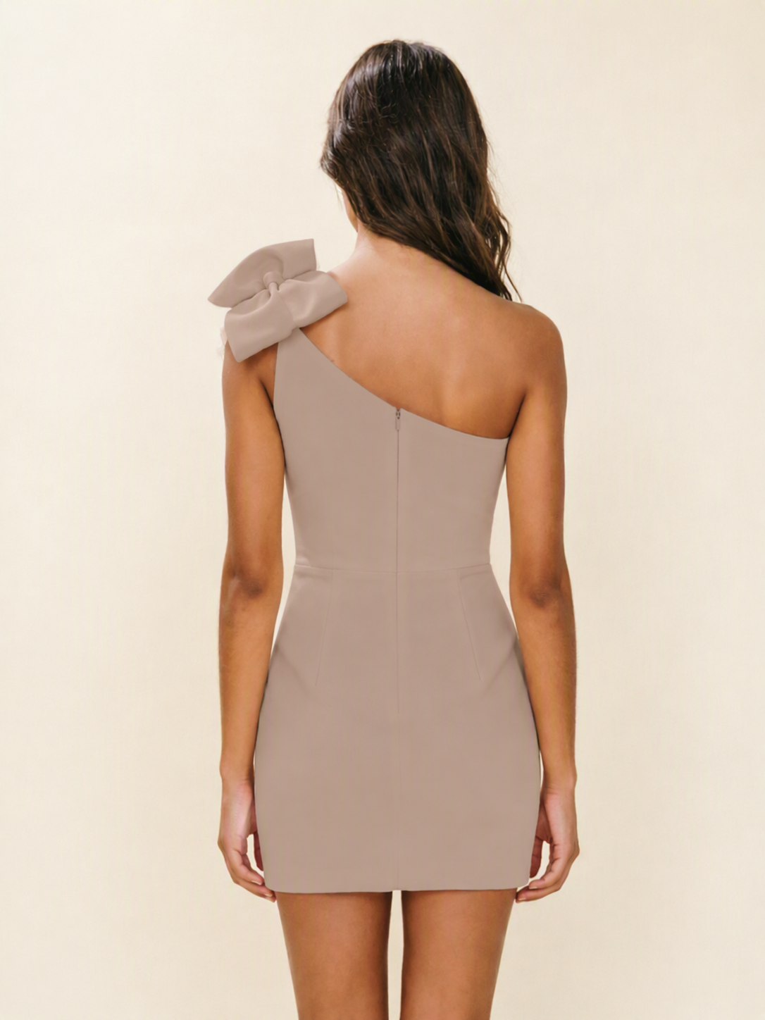 One Shoulder Bow Detail Bodycon Mini Cocktail Dress