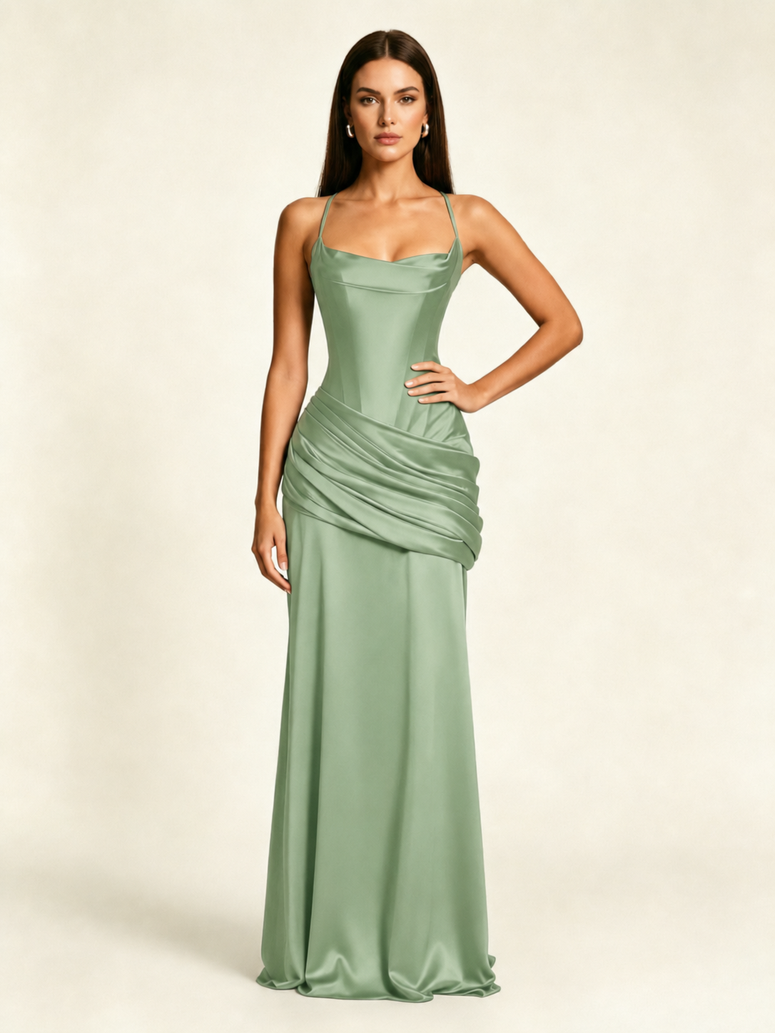 Corset Lace-up Back Draped Mermaid Formal Dress