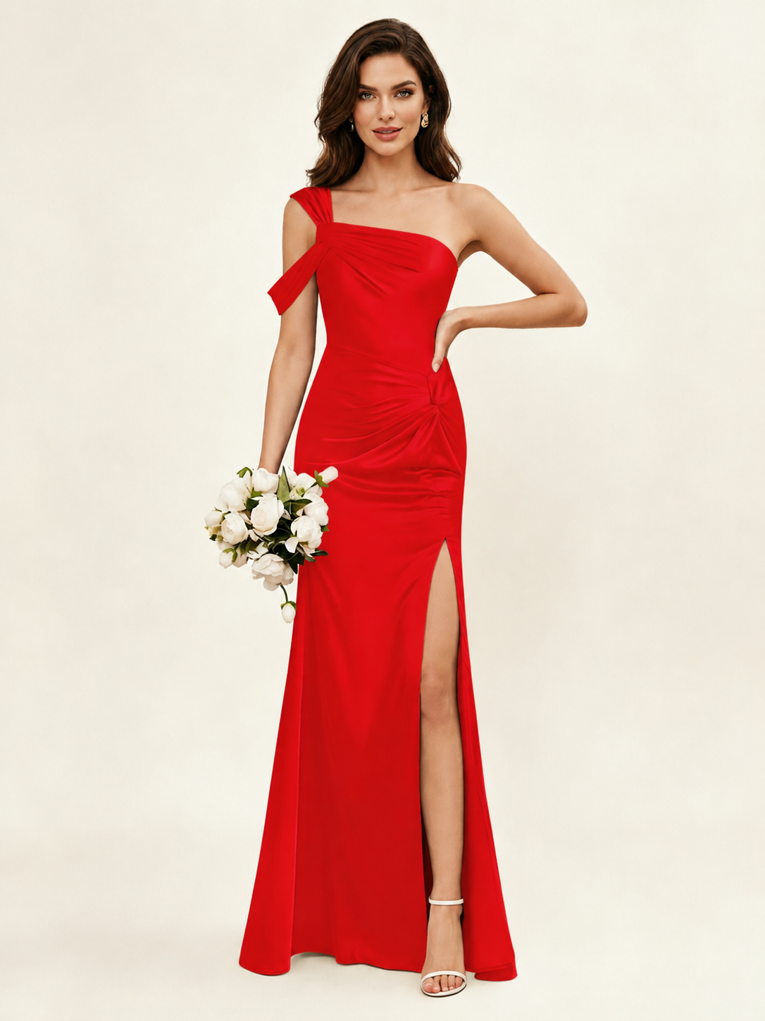 Satin One Shoulder Mermaid Bridesmaid Dress