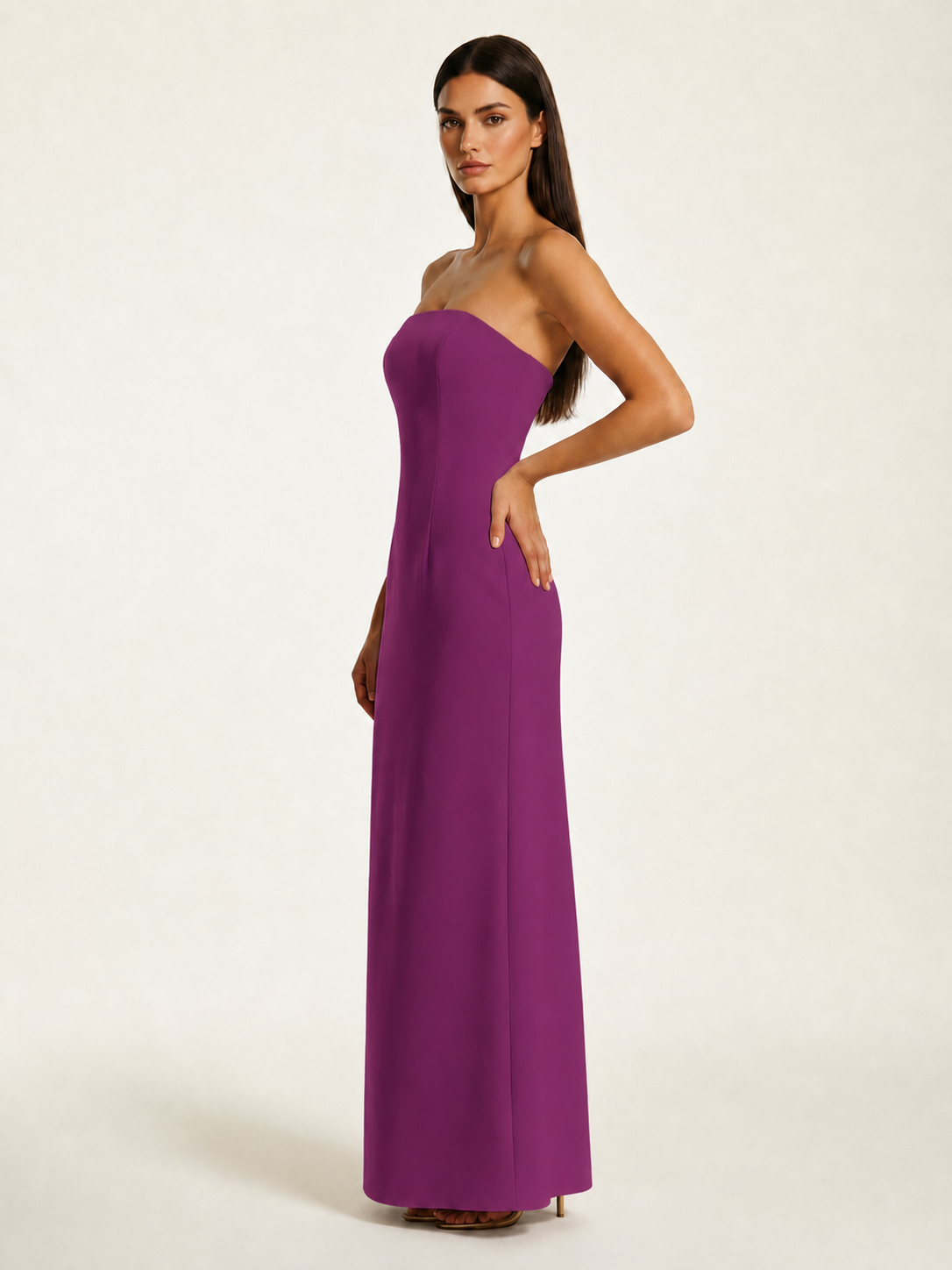 Strapless Lace-Up Back Floor-Length Formal Dress