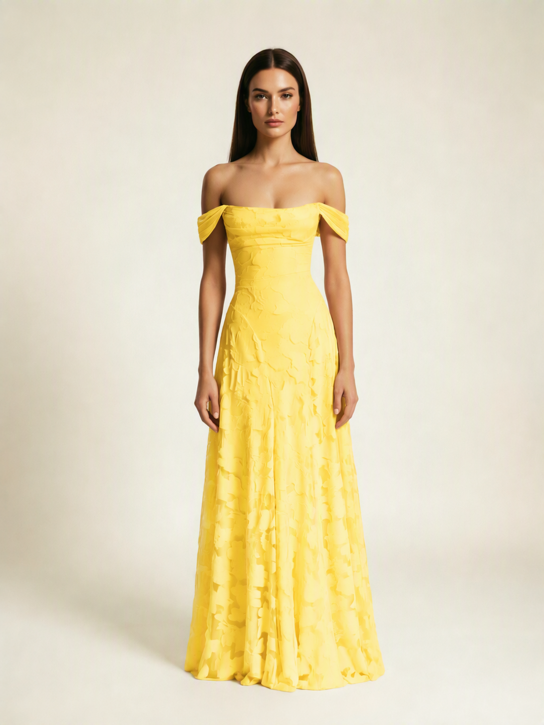 Off-the-Shoulder Floral Lace A-Line