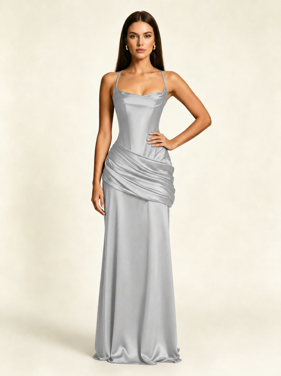 Corset Lace-up Back Draped Mermaid Formal Dress