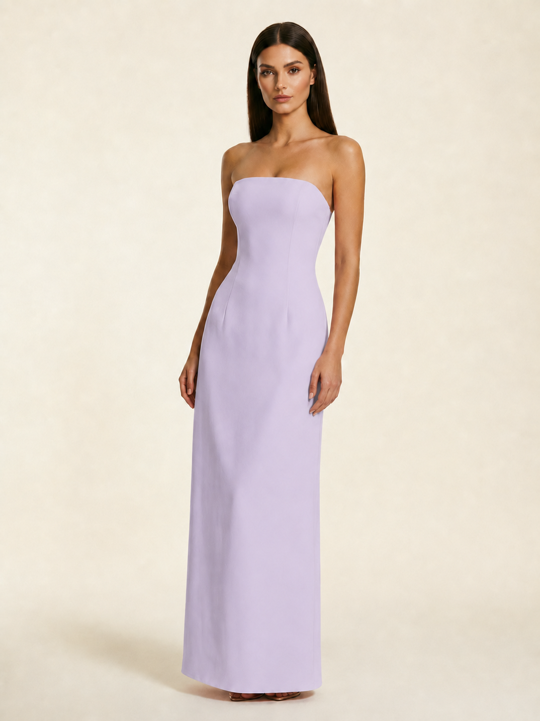 Strapless Lace-Up Back Floor-Length Formal Dress