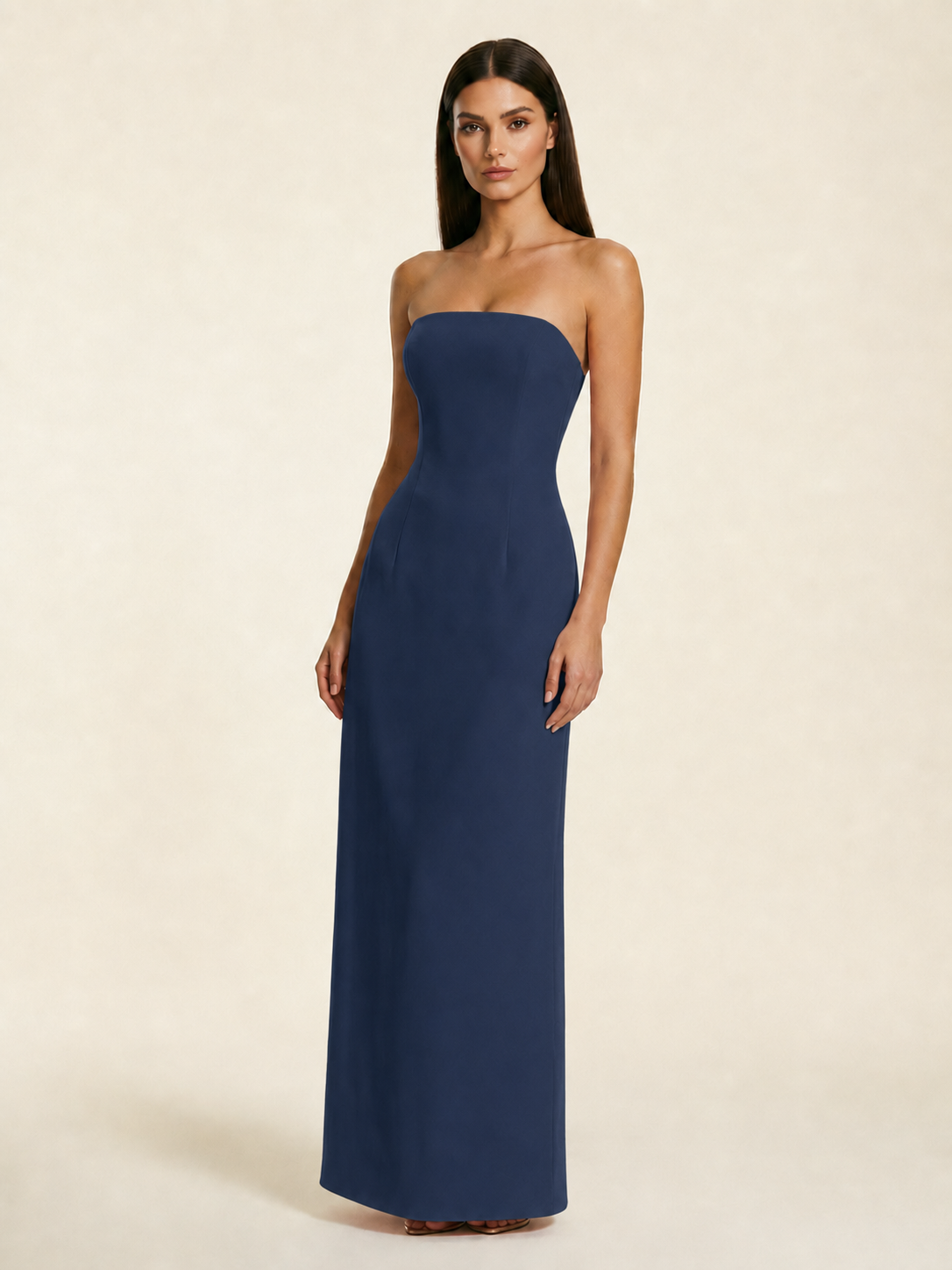 Strapless Lace-Up Back Floor-Length Formal Dress