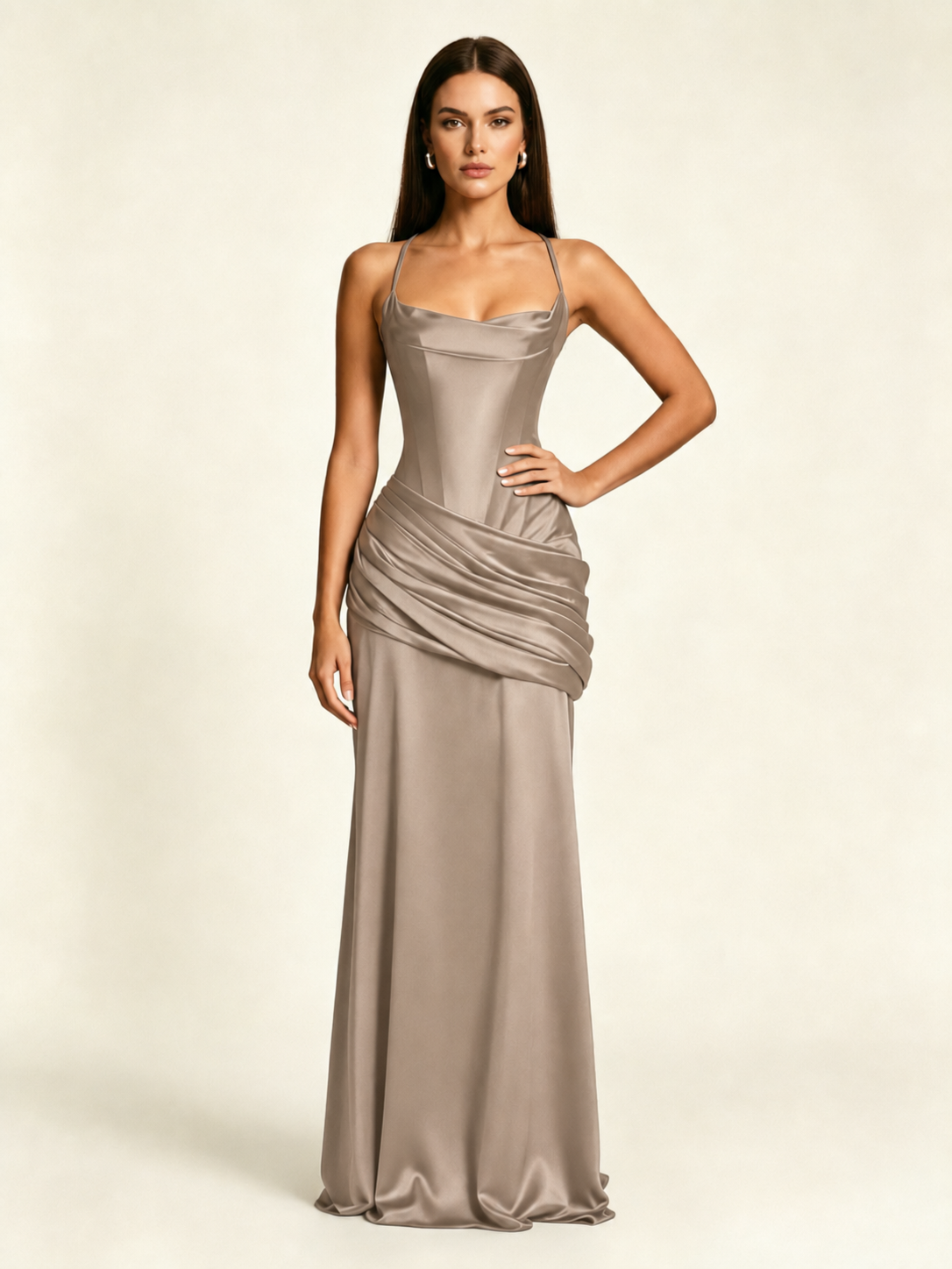 Corset Lace-up Back Draped Mermaid Formal Dress