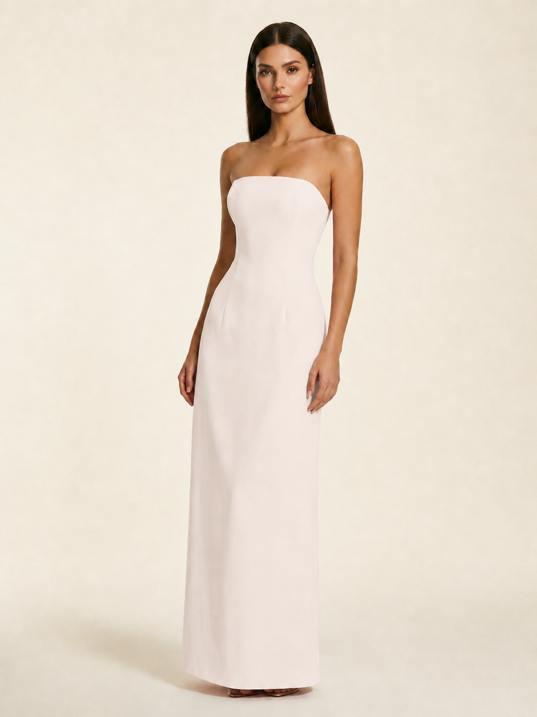 Strapless Lace-Up Back Floor-Length Formal Dress