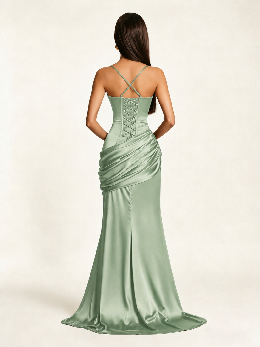 Corset Lace-up Back Draped Mermaid Formal Dress