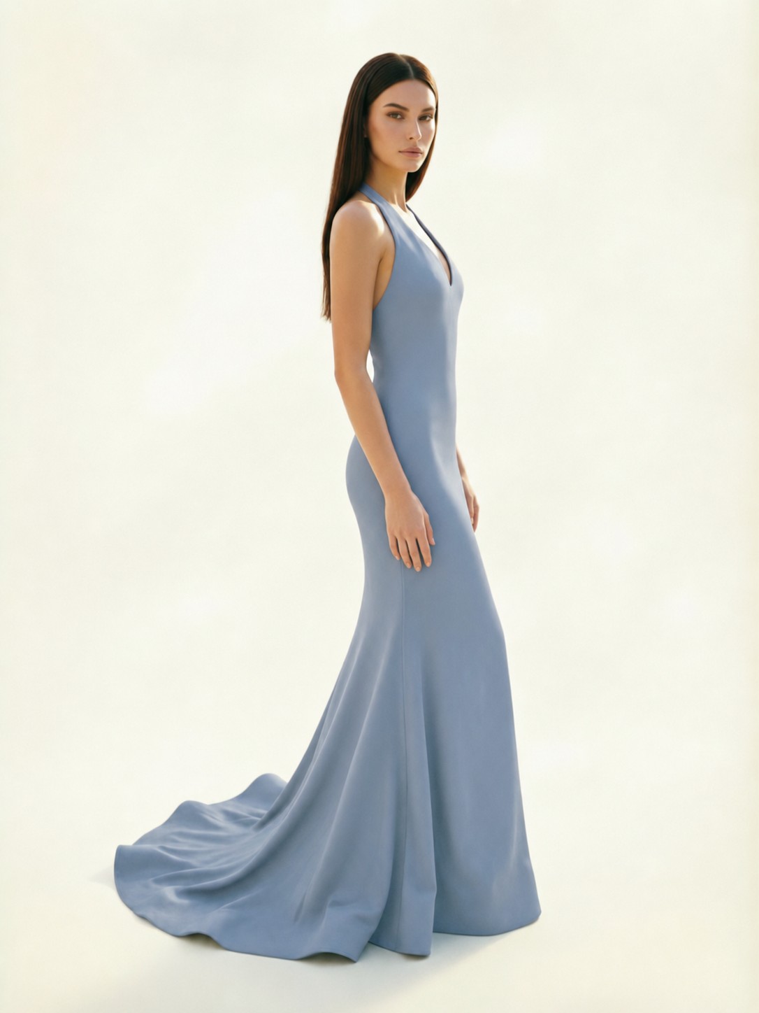Halter Backless Mermaid Evening Gown