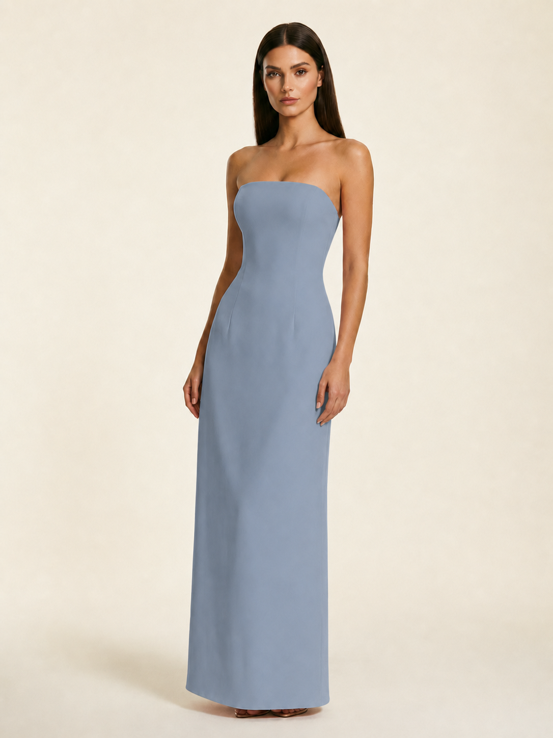 Strapless Lace-Up Back Floor-Length Formal Dress