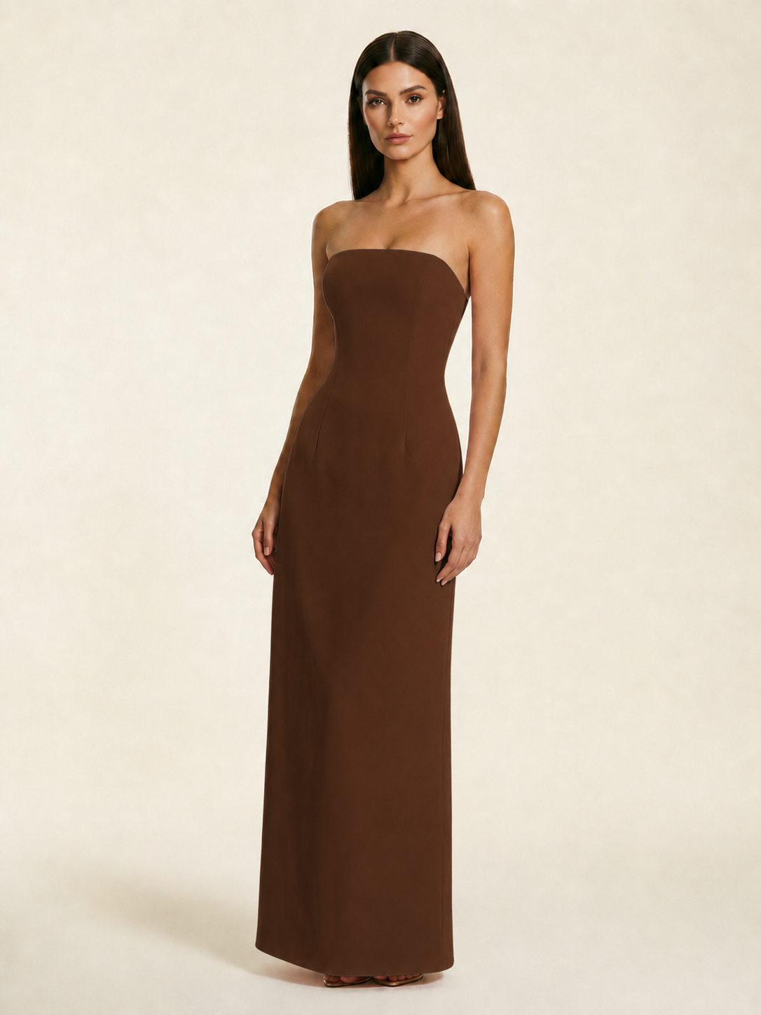 Strapless Lace-Up Back Floor-Length Formal Dress
