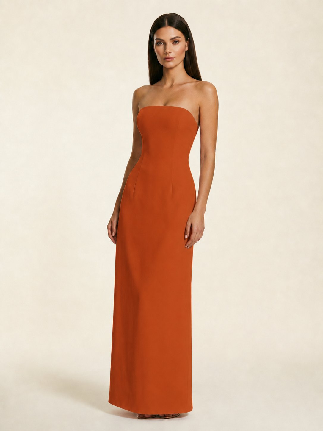 Strapless Lace-Up Back Floor-Length Formal Dress