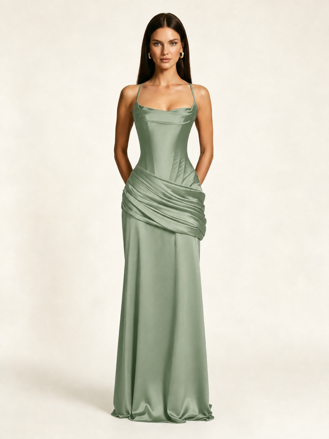 Corset Lace-up Back Draped Mermaid Formal Dress
