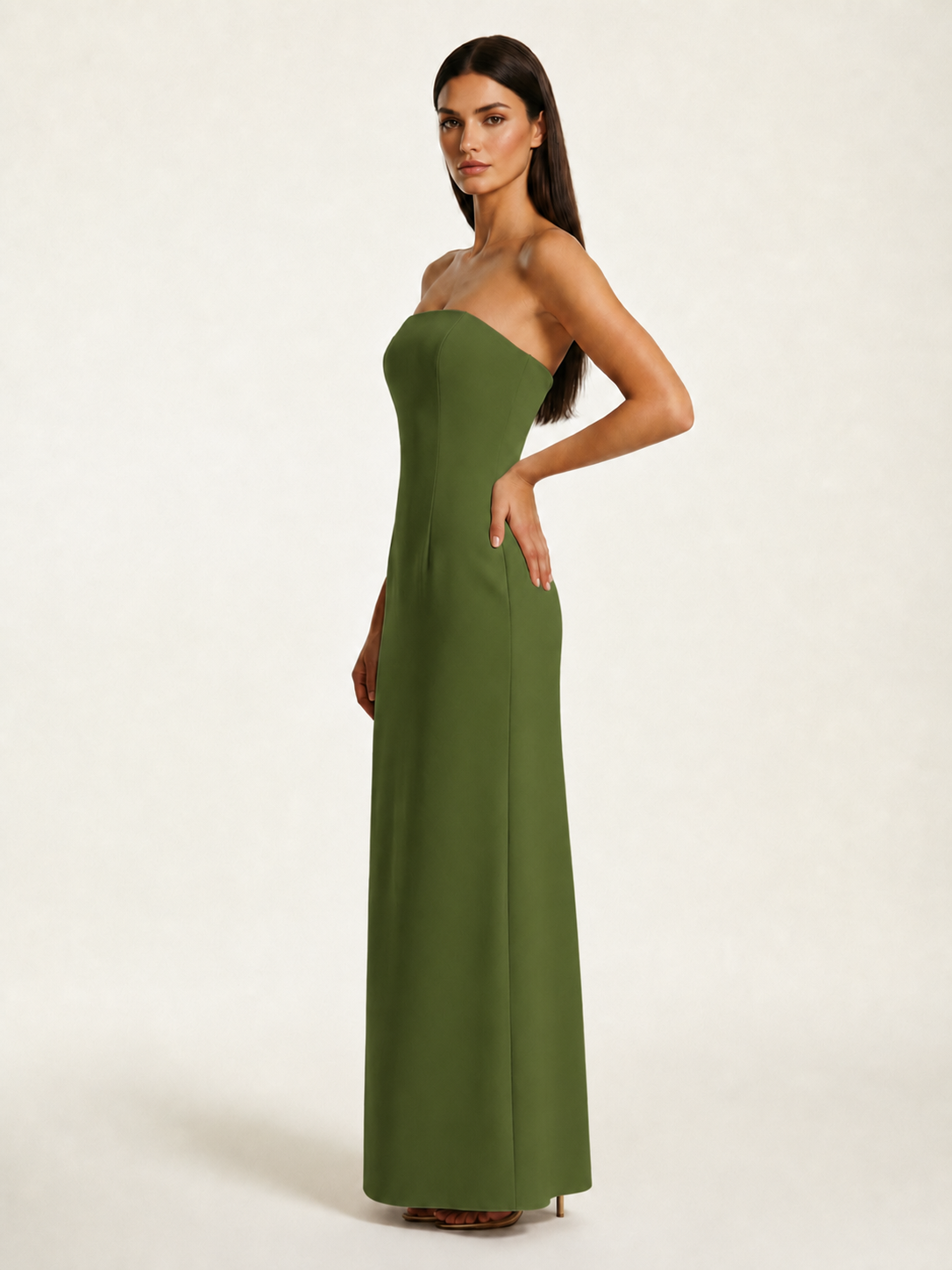 Strapless Lace-Up Back Floor-Length Formal Dress